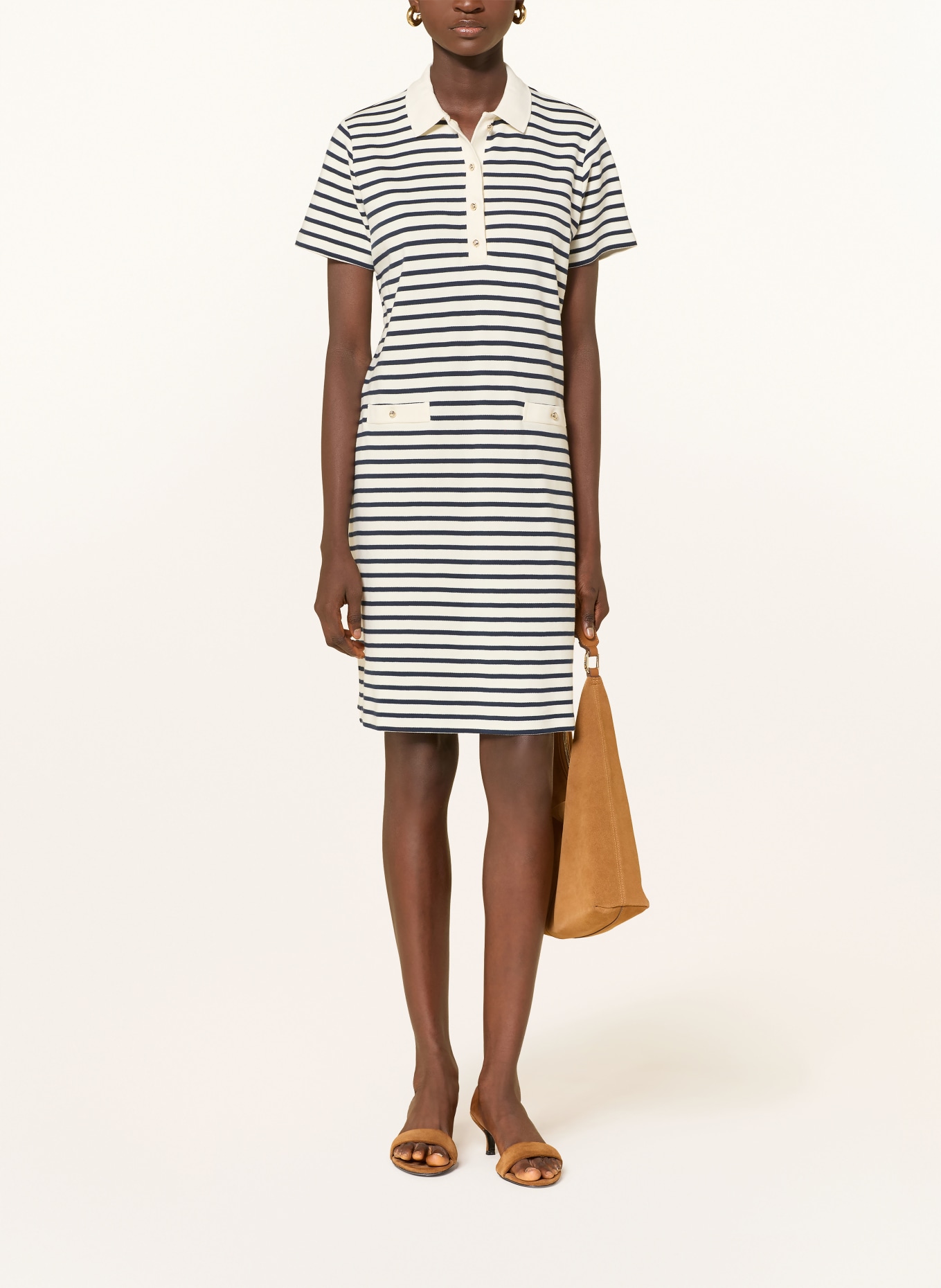 JOOP! Robe polo en jersey TRAVISSA: BLANC / BLEU