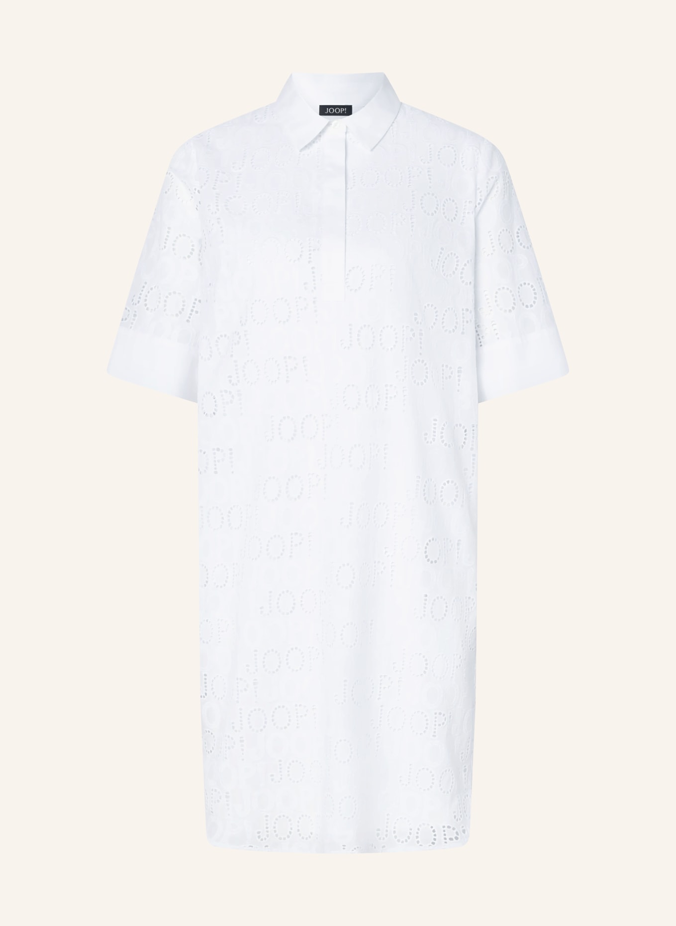 JOOP! Jurk in overhemdstijl van opengewerkte kant: WIT