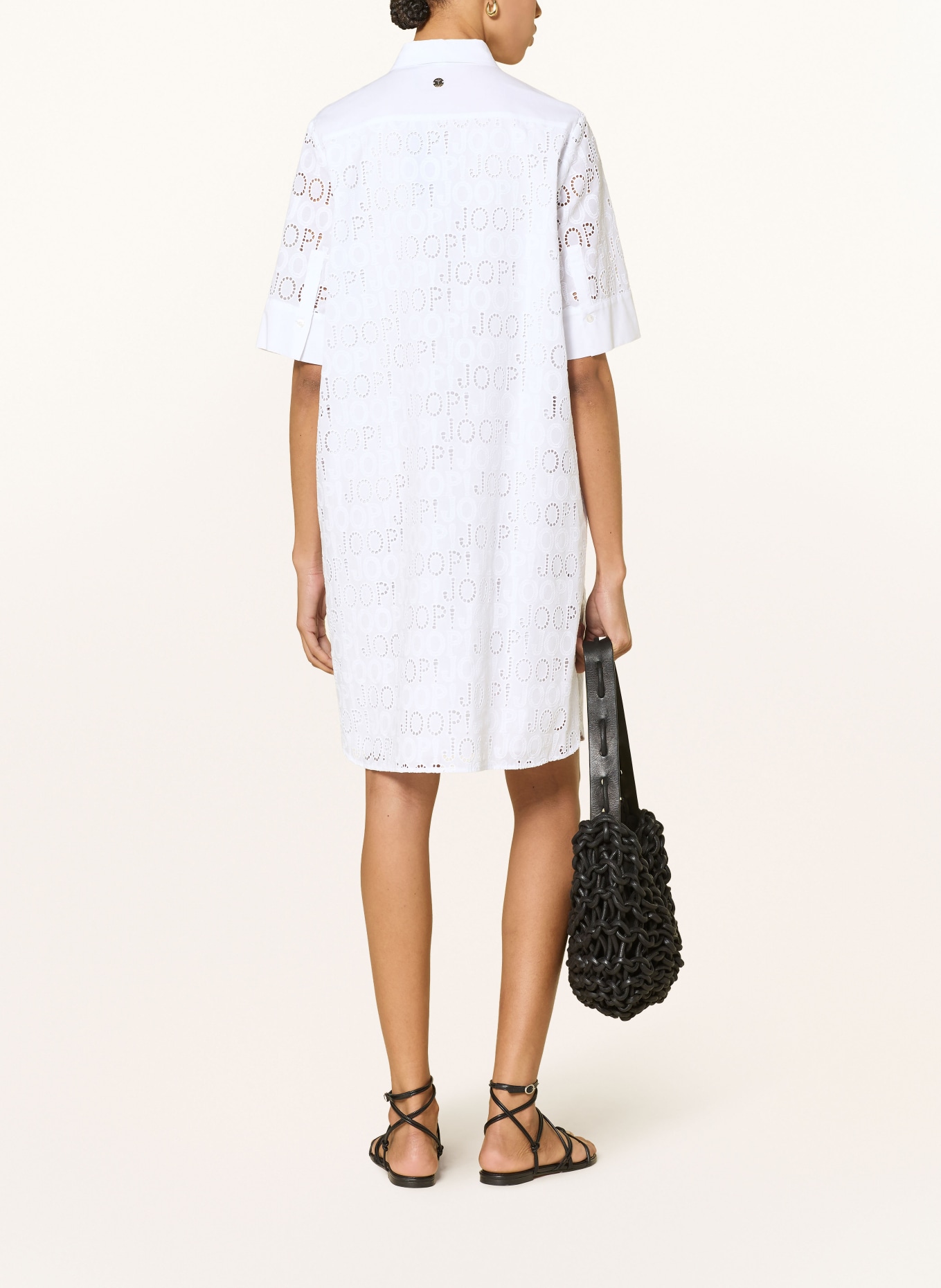 JOOP! Jurk in overhemdstijl van opengewerkte kant: WIT
