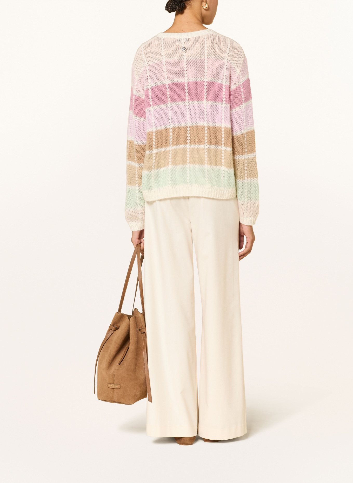 JOOP! Trui KULTI met alpaca: ROZE / BEIGE / LICHTGROEN