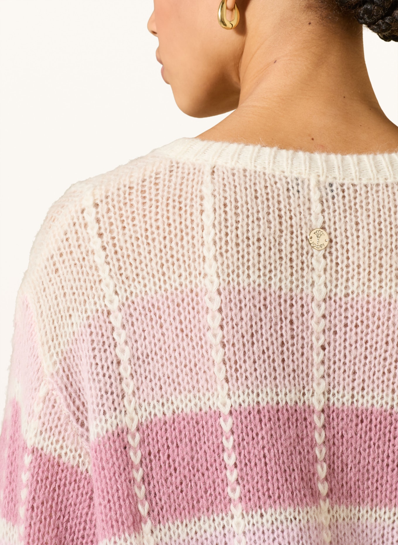 JOOP! Trui KULTI met alpaca: ROZE / BEIGE / LICHTGROEN