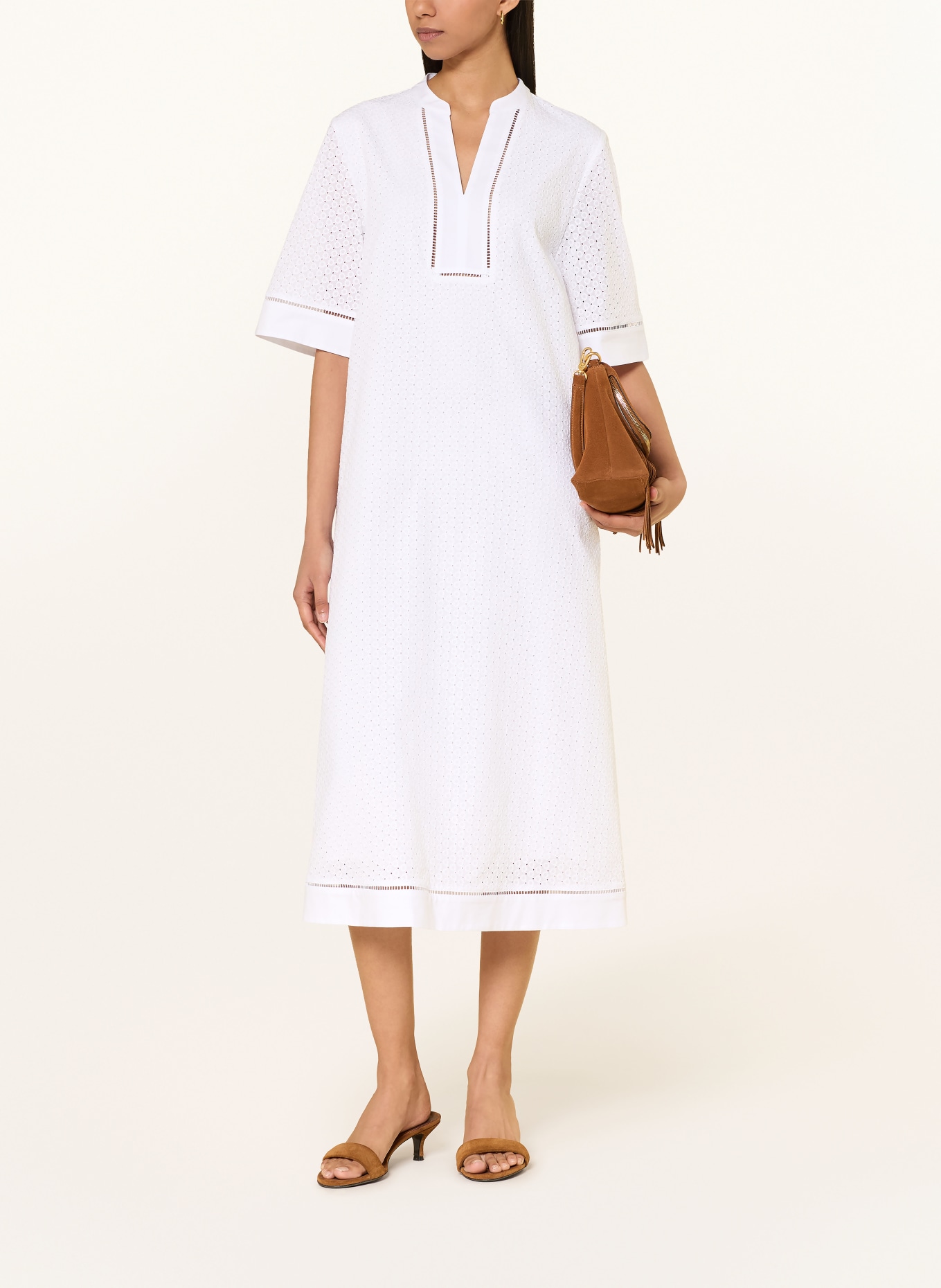 JOOP! Kleid DEBRA aus Lochspitze mit 3/4-Arm: WEISS