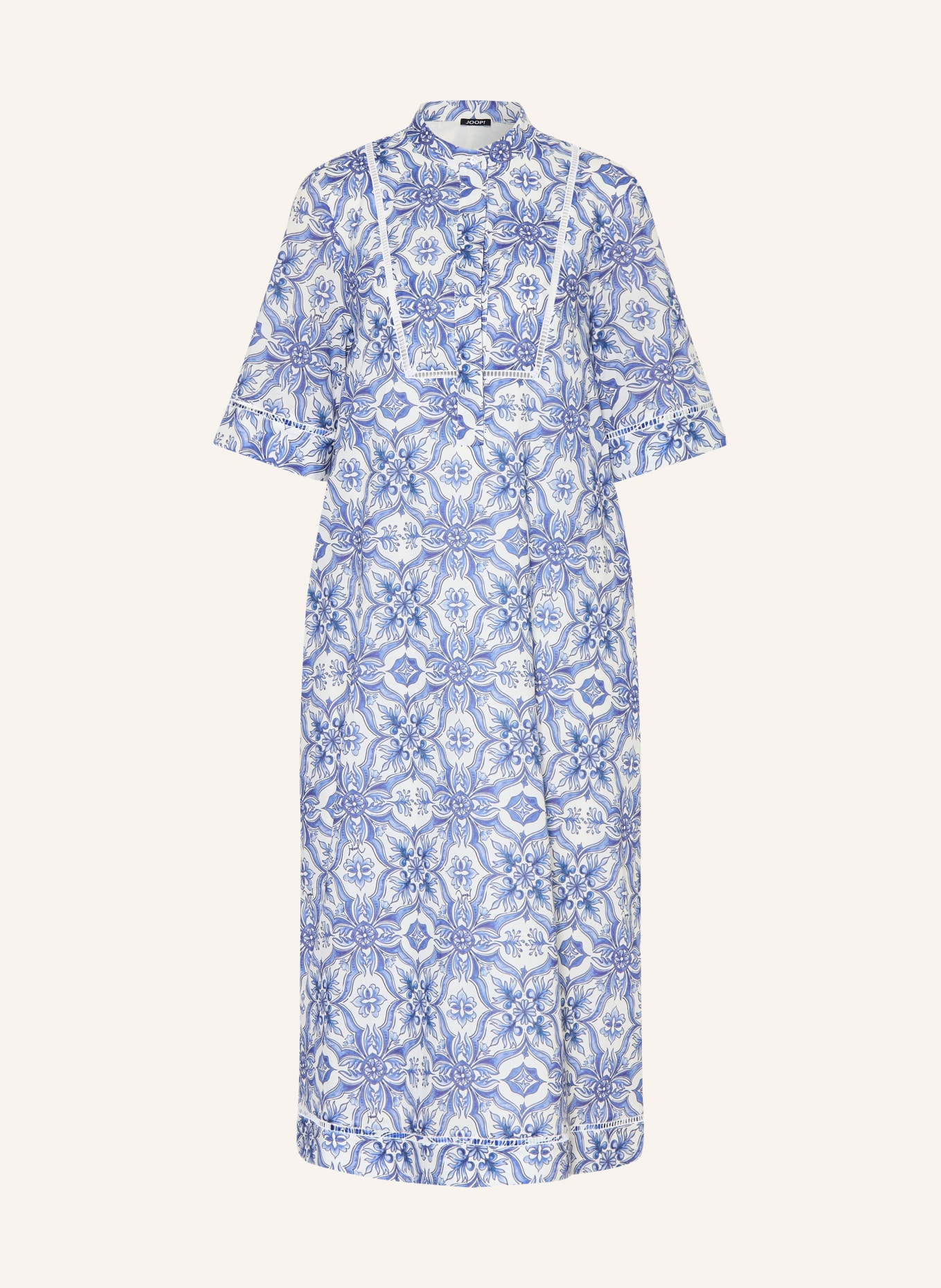 JOOP! DESA-jurk met 3/4-mouwen: WIT / DONKERBLAUW / BLAUW