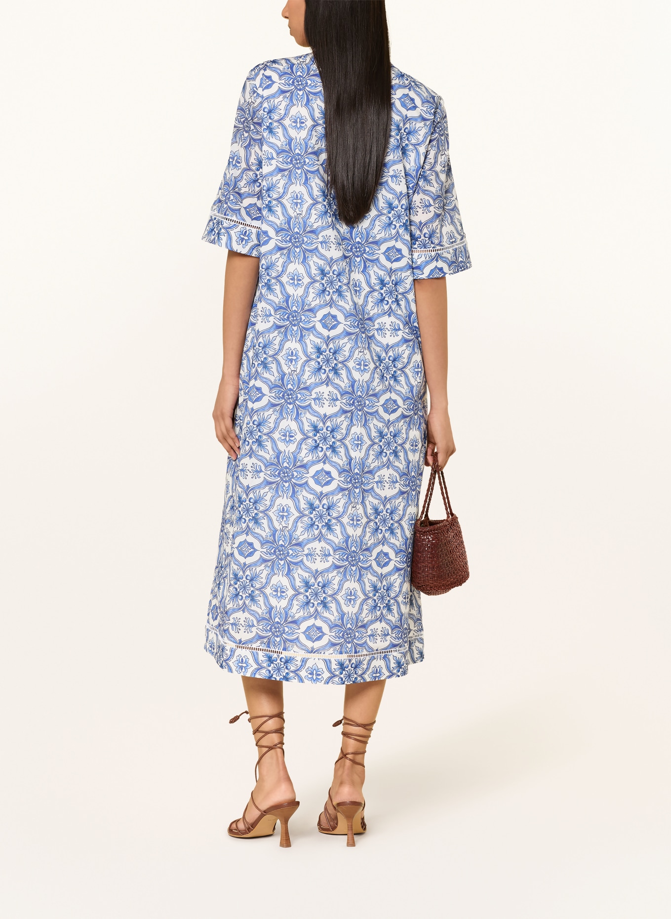 JOOP! DESA-jurk met 3/4-mouwen: WIT / DONKERBLAUW / BLAUW