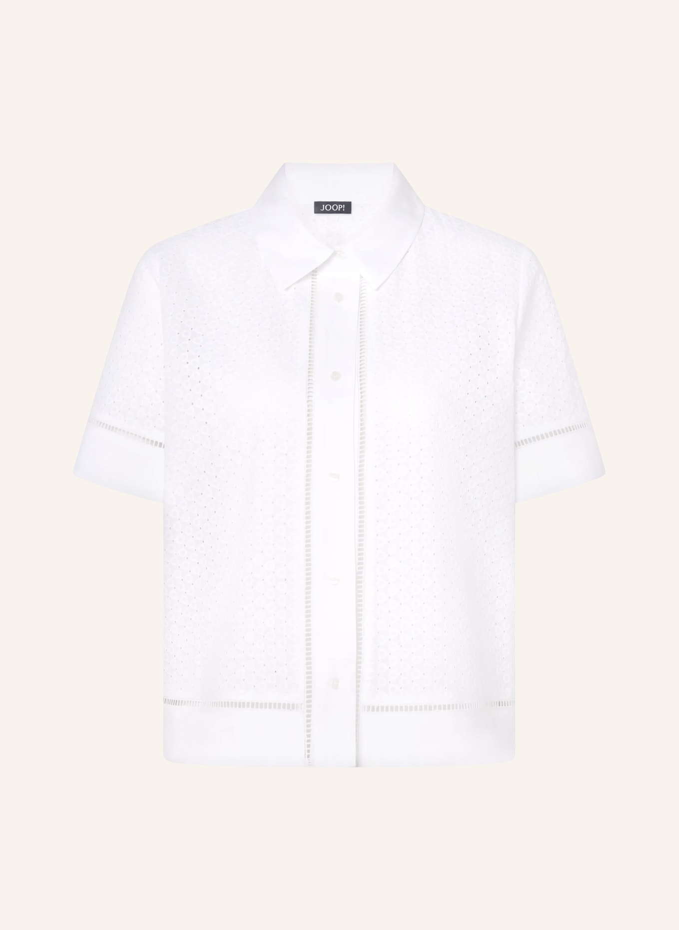 JOOP! Overhemdblouse van opengewerkte kant: WIT