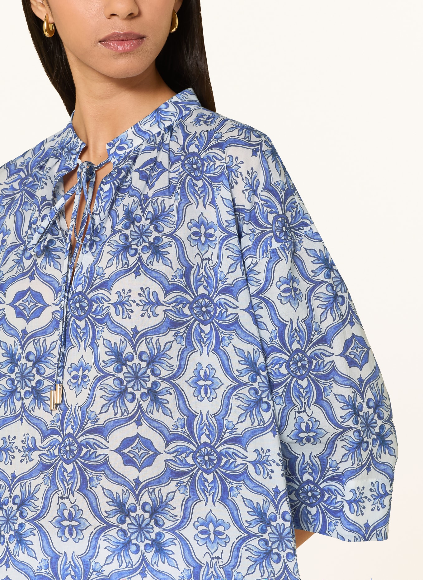 JOOP! Blouse met 3/4-mouwen: BLAUW / WIT