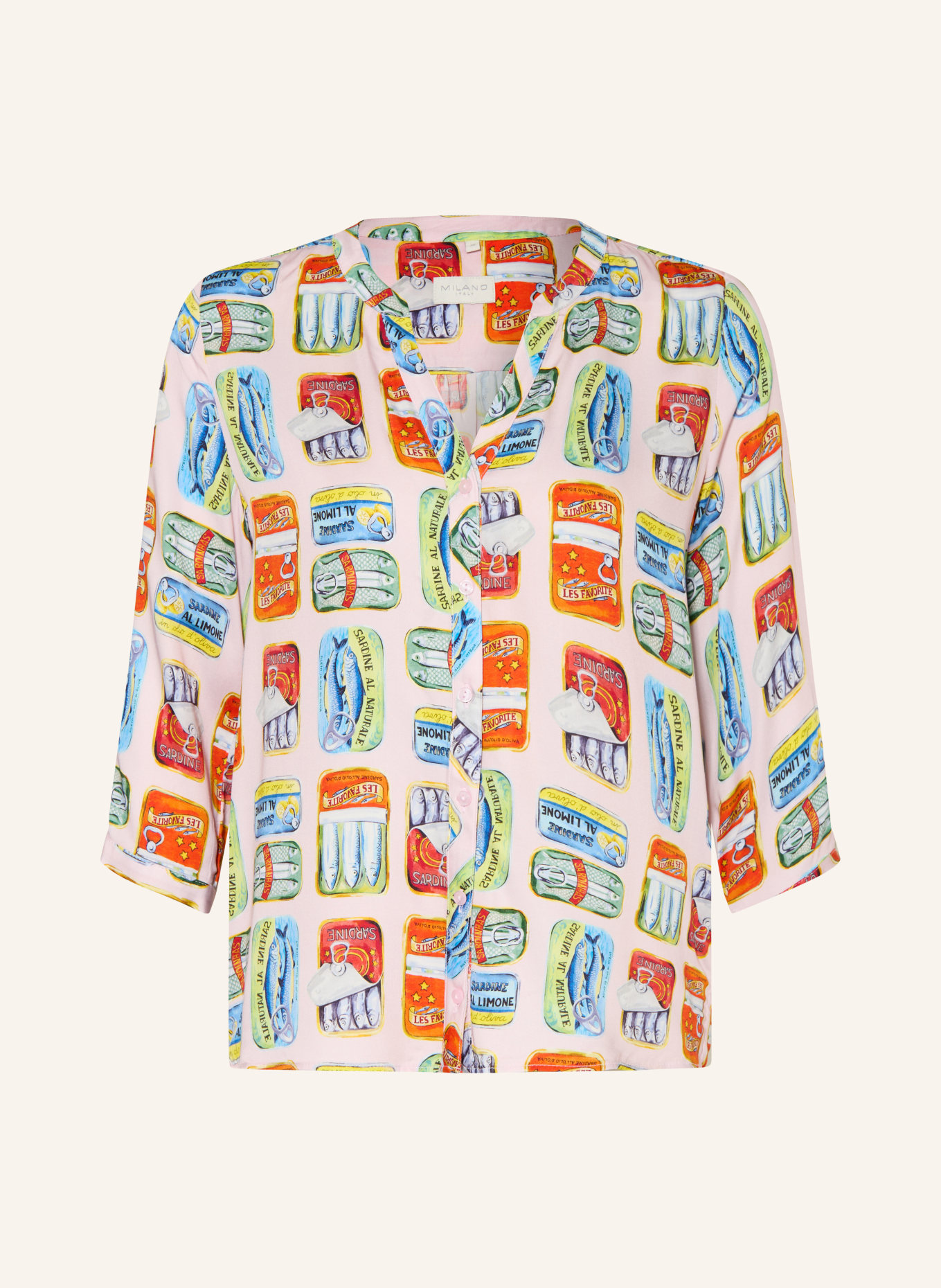 MILANO ITALY Blouse with 3/4 sleeves: LIGHT PINK / RED / GREEN