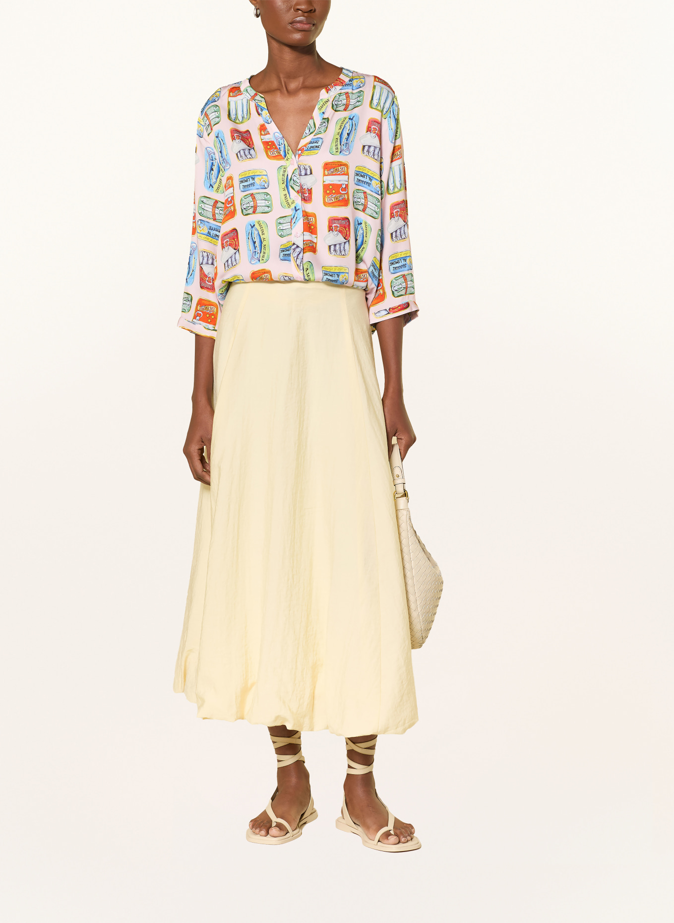 MILANO ITALY Blouse with 3/4 sleeves: LIGHT PINK / RED / GREEN