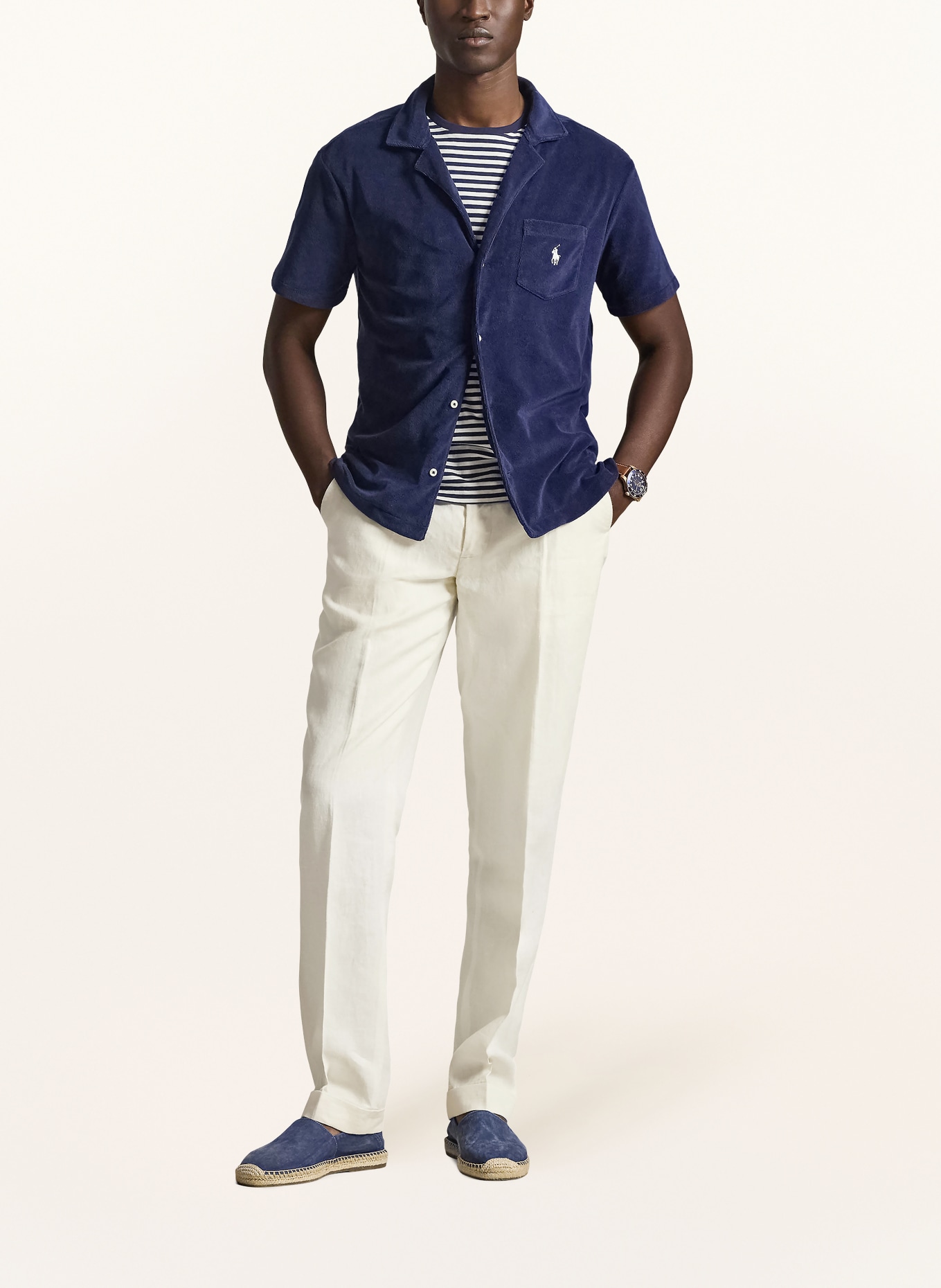 POLO RALPH LAUREN Chemise de villégiature Comfort Fit en tissu éponge: BLEU FONCÉ