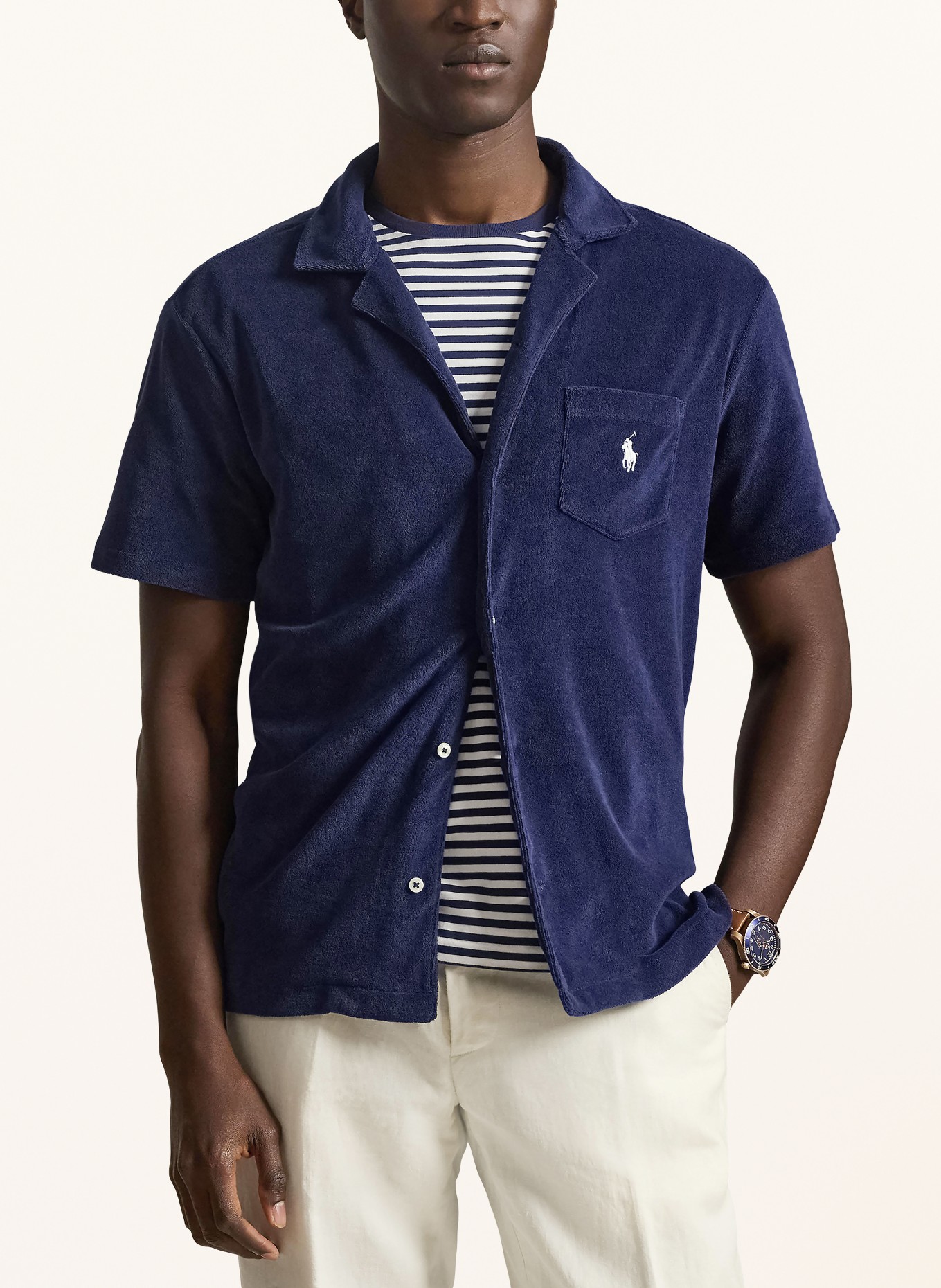 POLO RALPH LAUREN Chemise de villégiature Comfort Fit en tissu éponge: BLEU FONCÉ