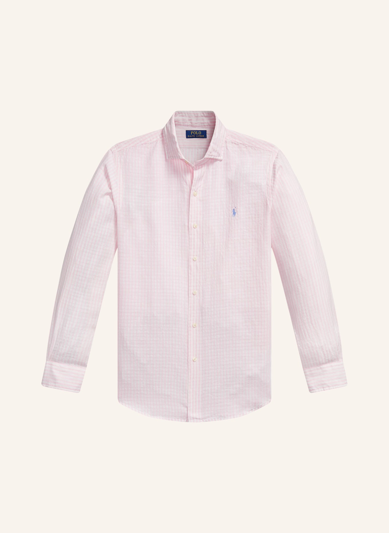 POLO RALPH LAUREN Hemd Regular Fit mit Leinen: ROSA / WEISS