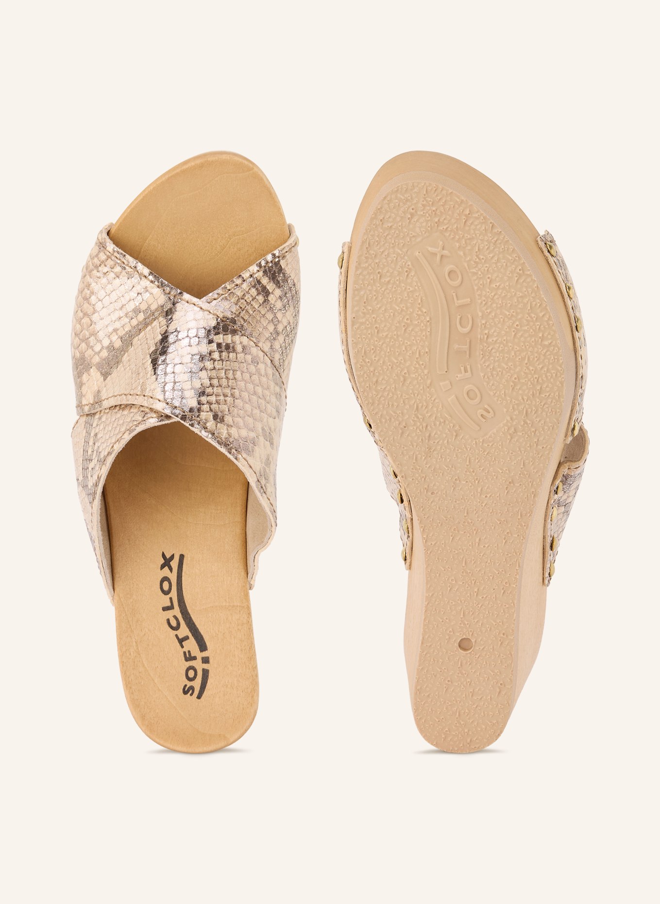 SOFTCLOX ANTJE Platform Wedges: CREAM / GOLD