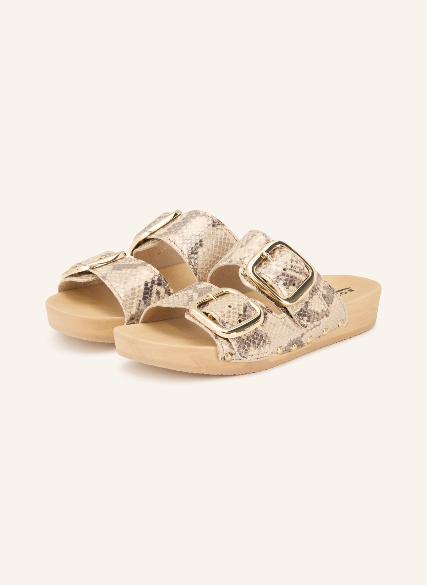 SOFTCLOX LENA Mules: BEIGE / GOLD / BLACK