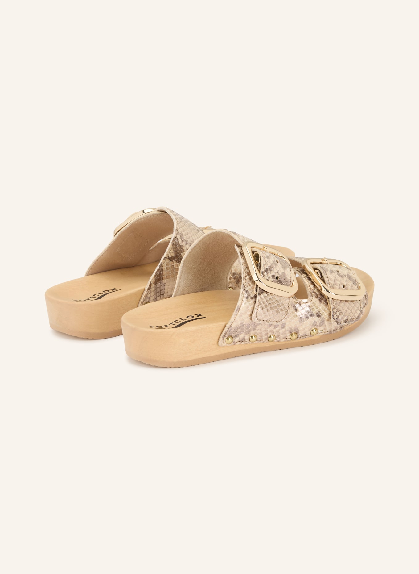 SOFTCLOX LENA Mules: BEIGE / GOLD / BLACK