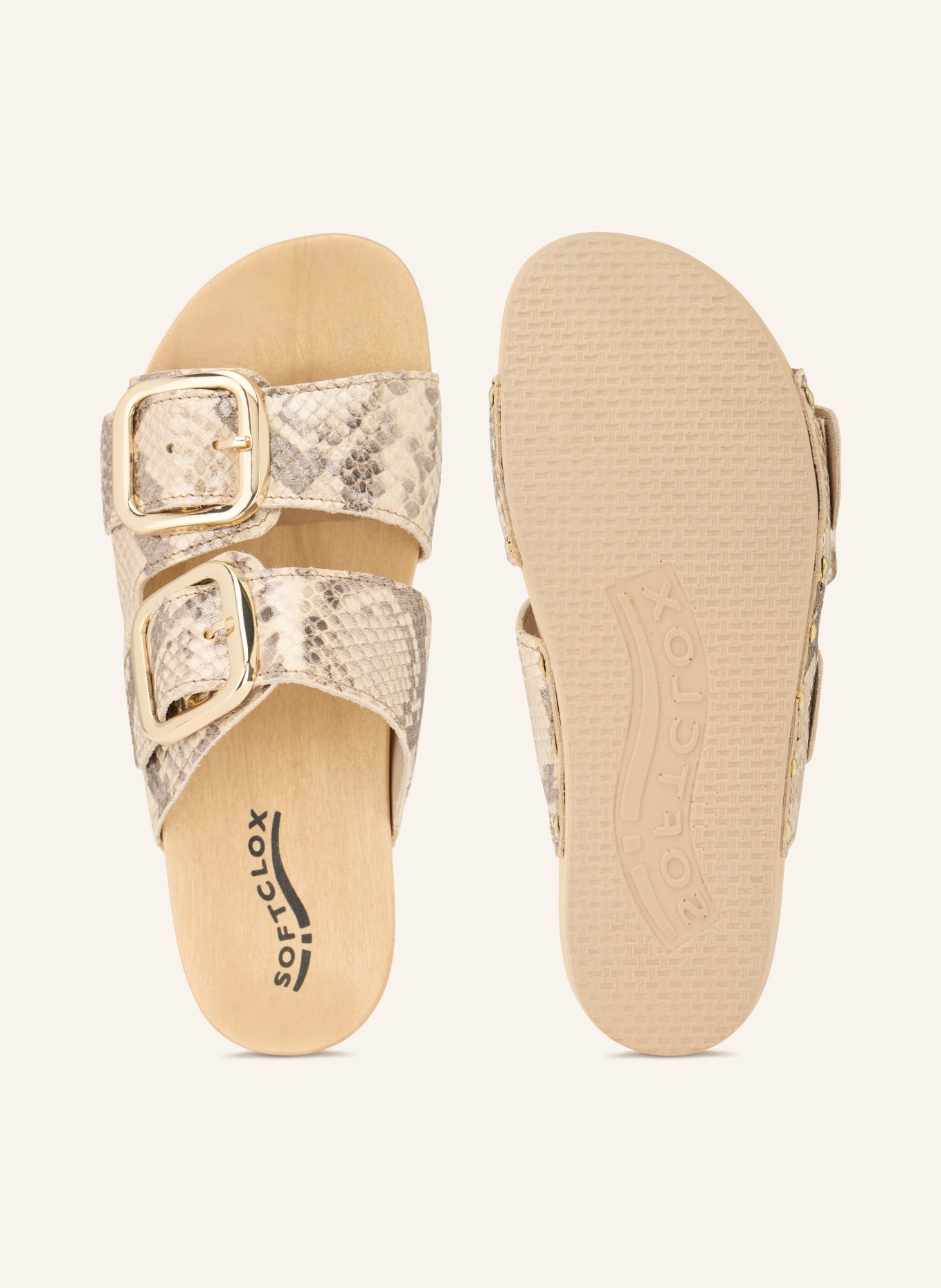 SOFTCLOX LENA Mules: BEIGE / GOLD / BLACK