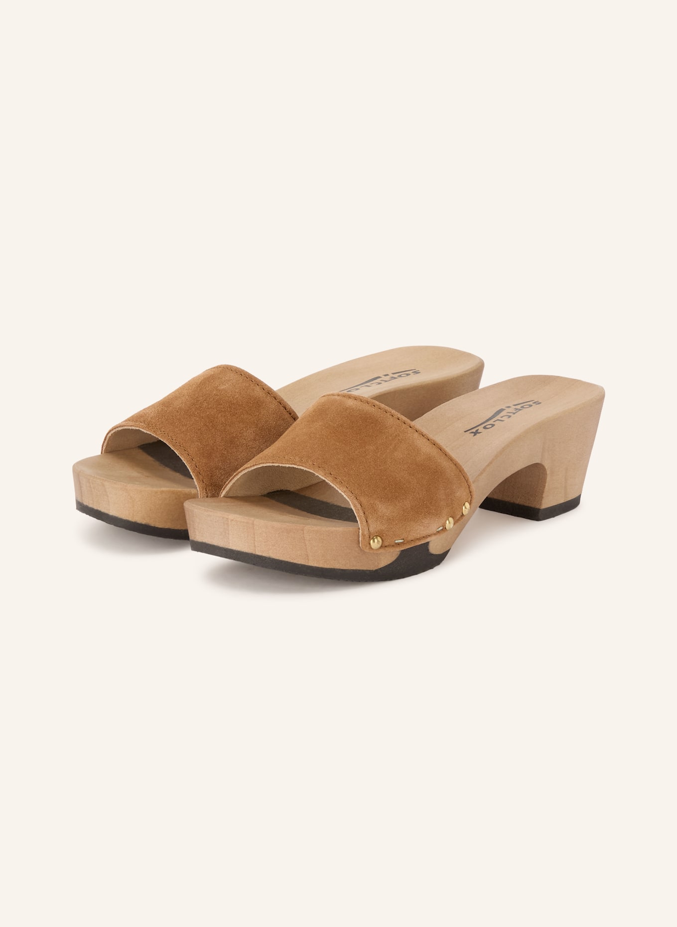 SOFTCLOX Mules KELLY: BRAUN / GOLD