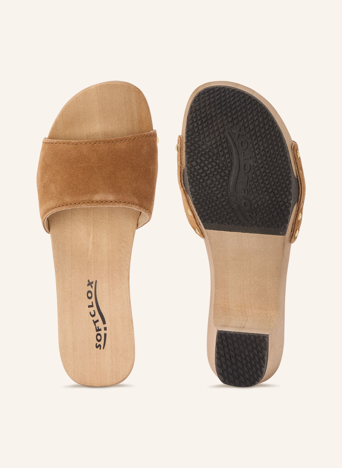 SOFTCLOX Mules KELLY: BRAUN / GOLD