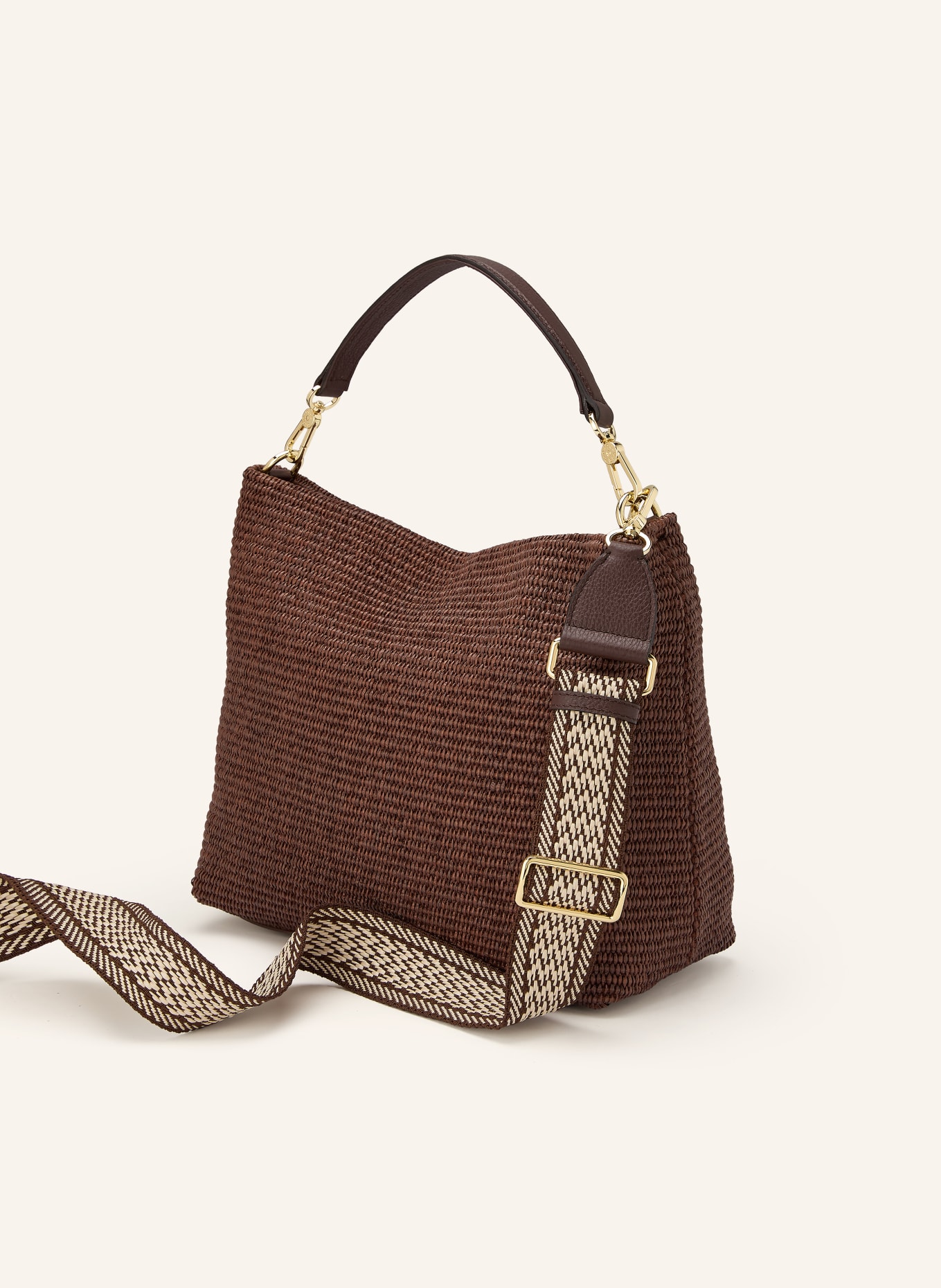 abro KAIA drawstring bag: DARK BROWN / GOLD