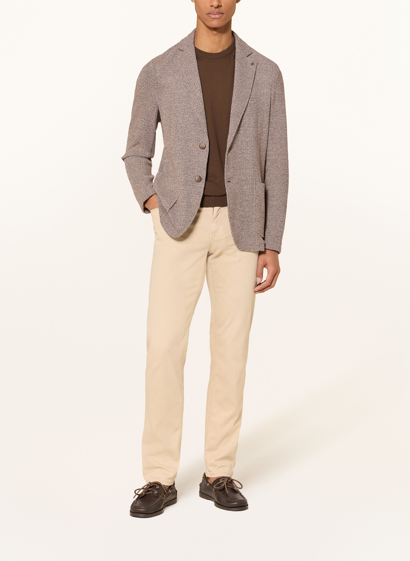 DISTRETTO 12 Extra slim fit tweed jacket: BROWN / LIGHT BROWN