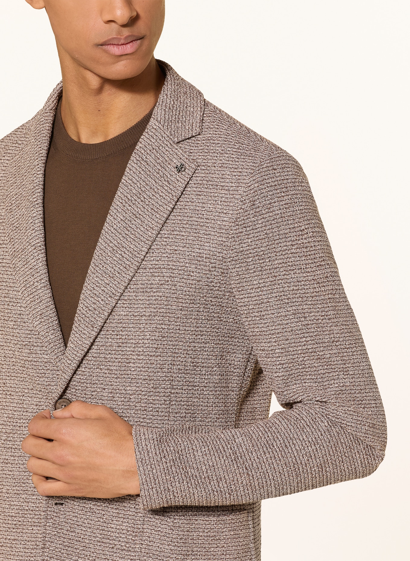 DISTRETTO 12 Extra slim fit tweed jacket: BROWN / LIGHT BROWN