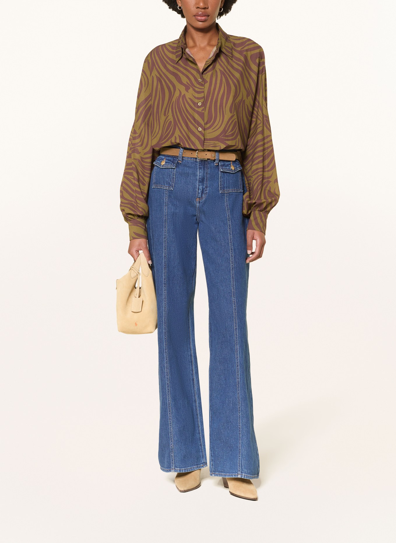 SoSUE ANTONIA Shirt Blouse: OLIVE / BROWN