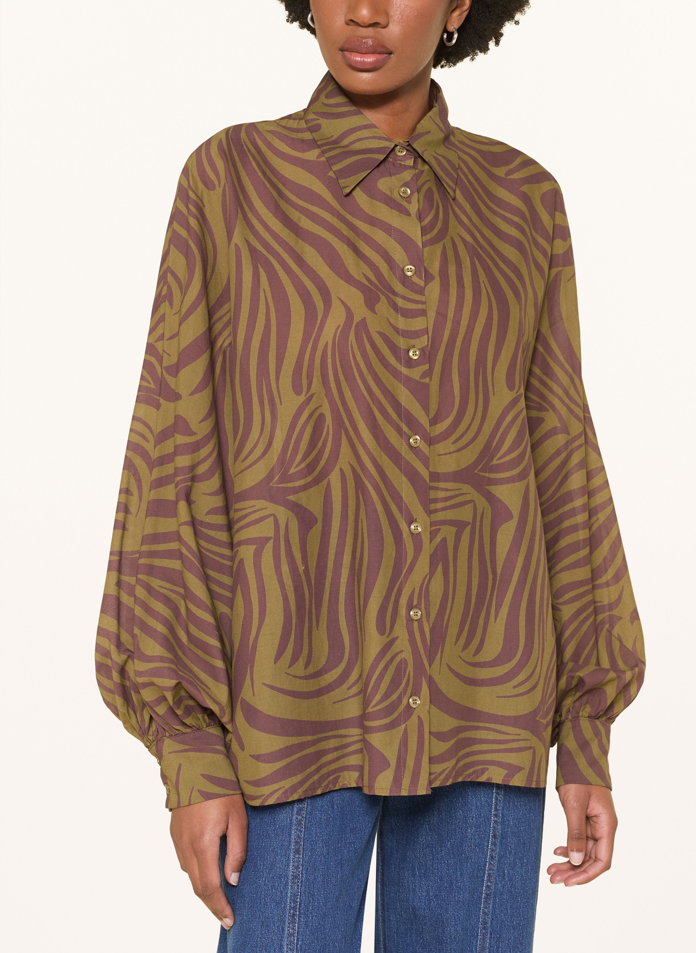 SoSUE ANTONIA Shirt Blouse: OLIVE / BROWN