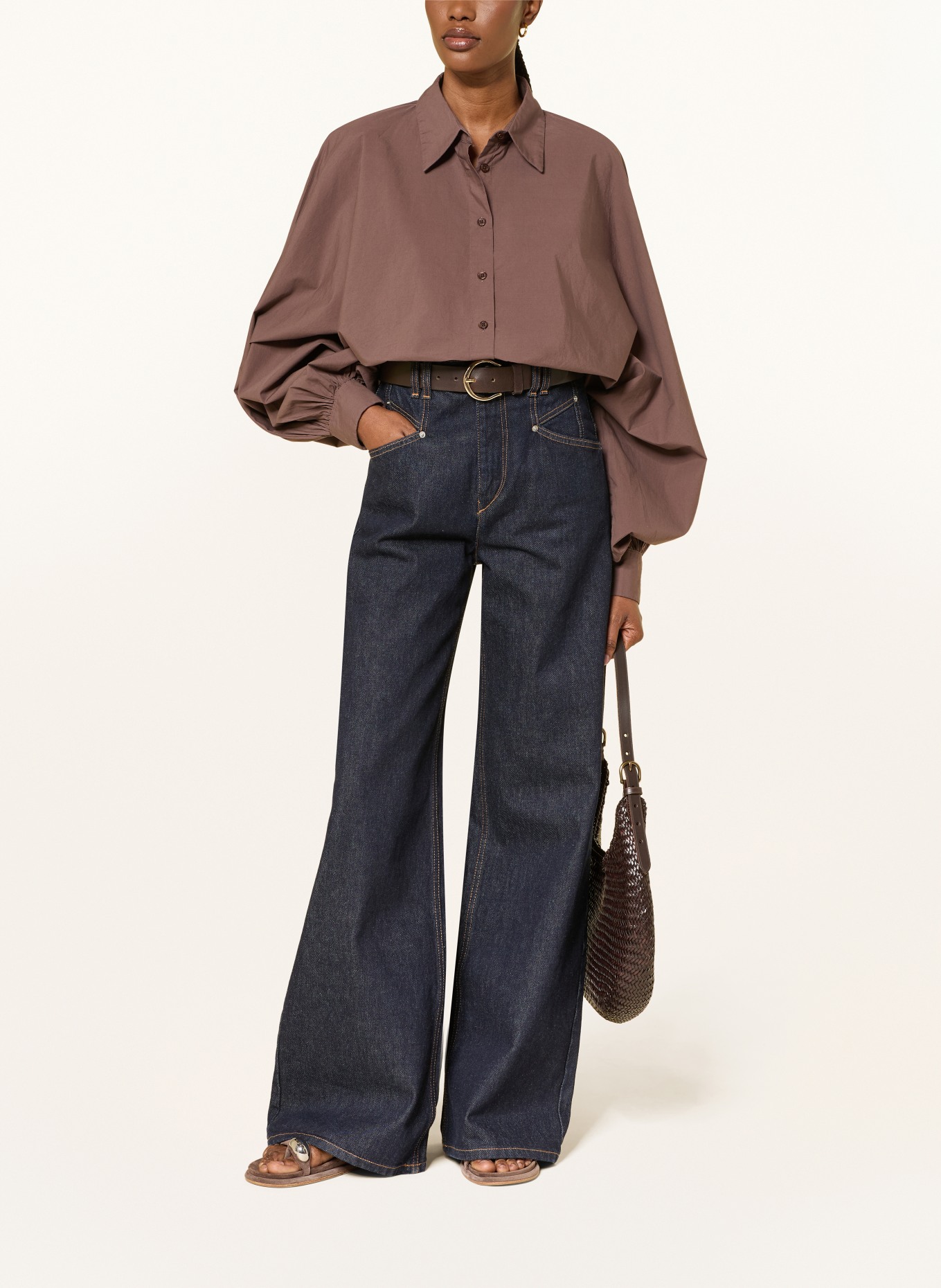 SoSUE Oversized košile ANTONIA: HNĚDÁ