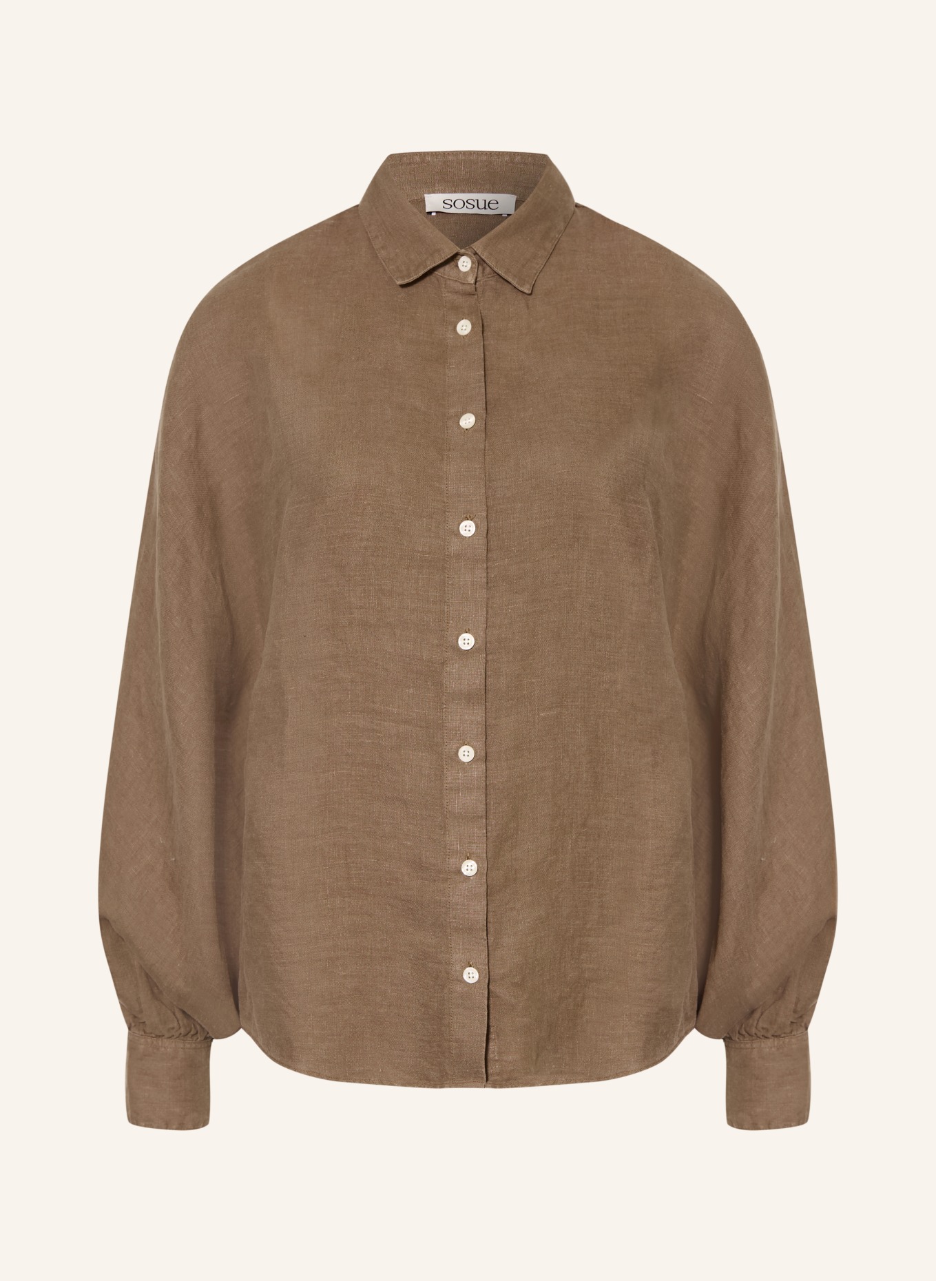 SoSUE Hemdbluse ANTONIA SLIM aus Leinen: HELLBRAUN