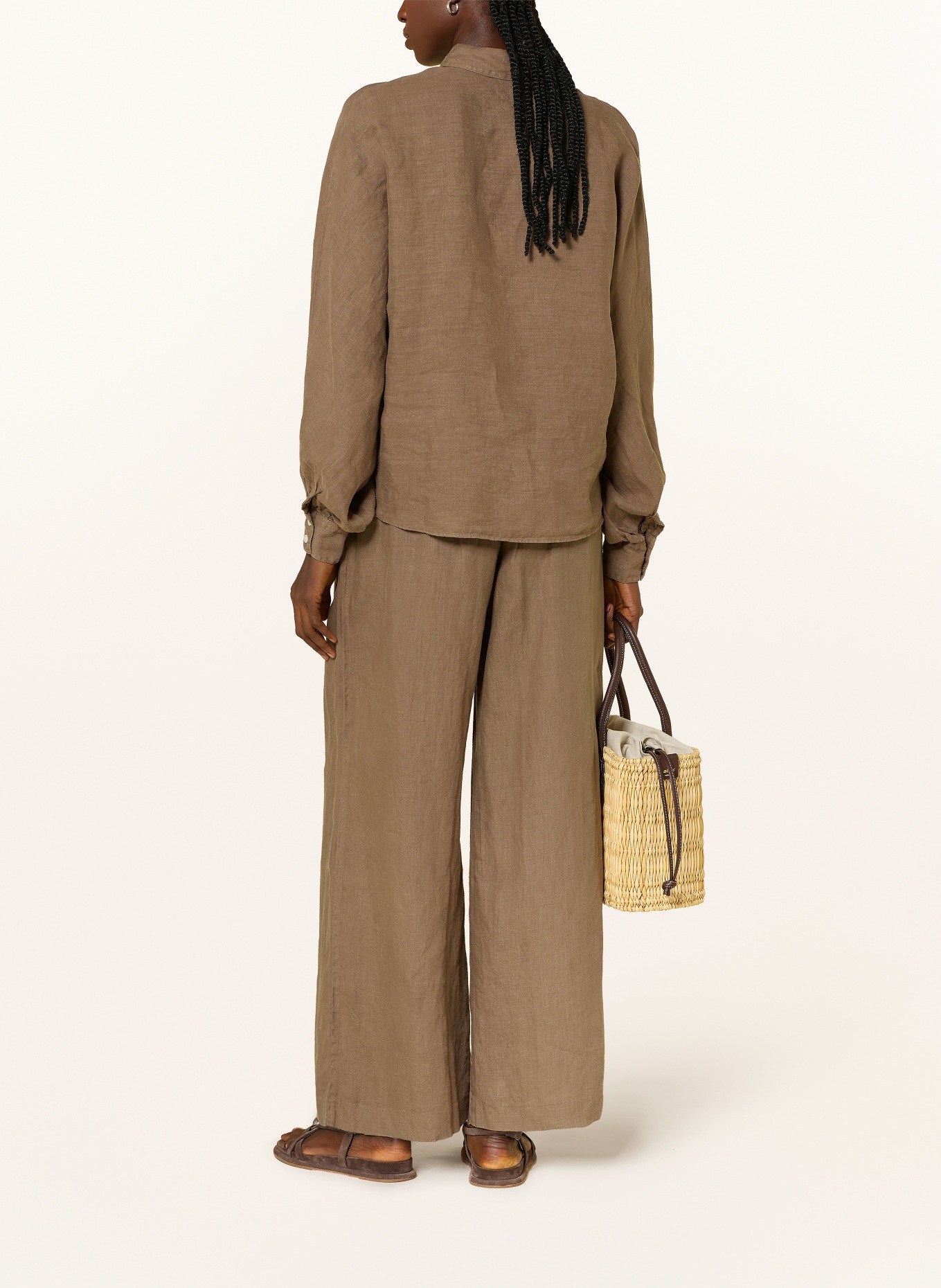 SoSUE Hemdbluse ANTONIA SLIM aus Leinen: HELLBRAUN