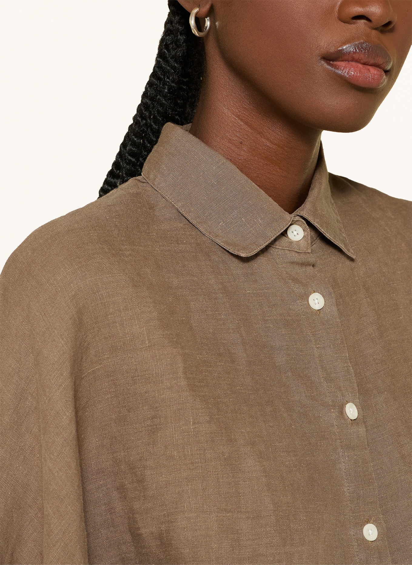 SoSUE Hemdbluse ANTONIA SLIM aus Leinen: HELLBRAUN