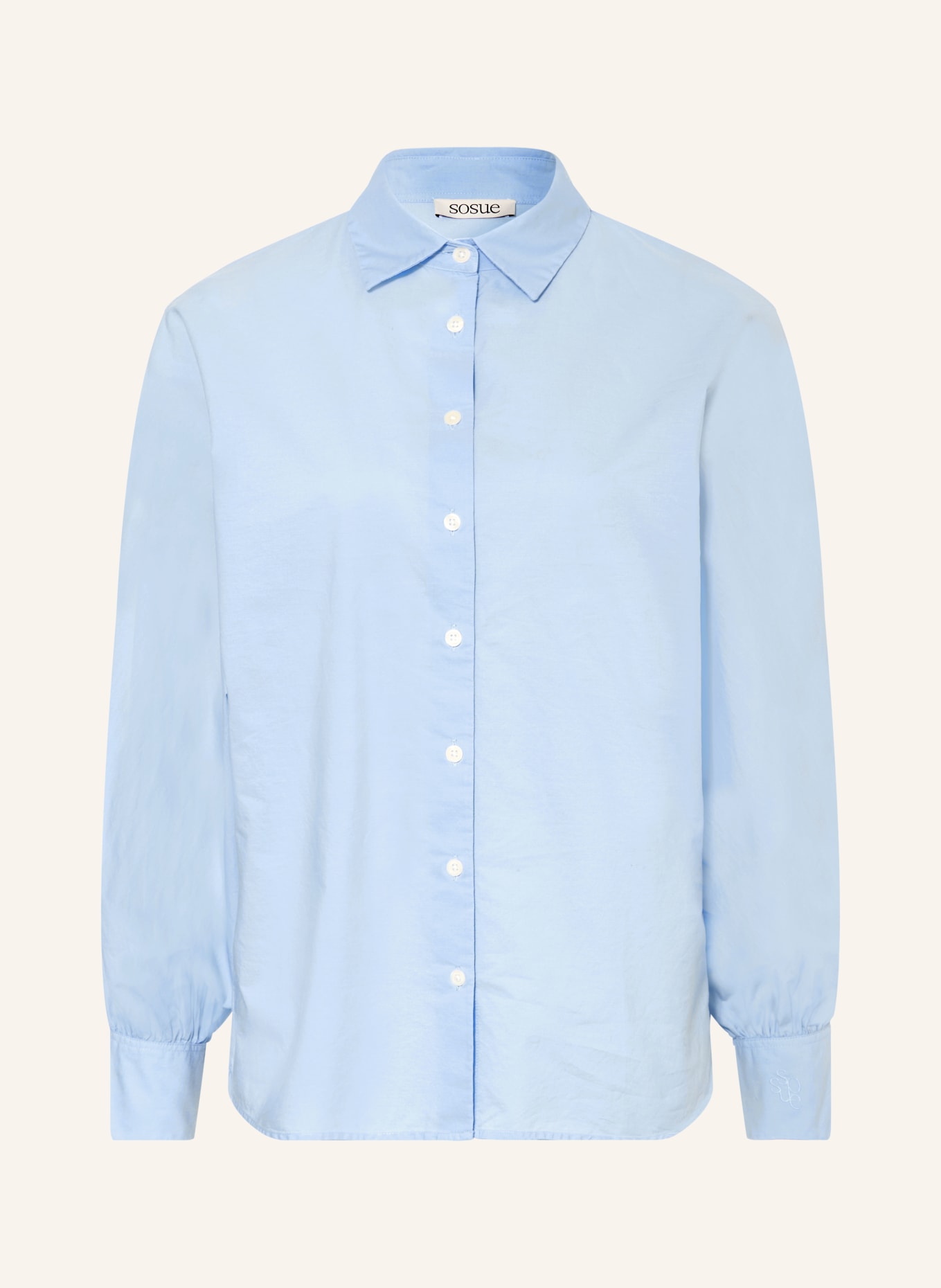 SoSUE Overhemdblouse ANTONIA SLIM van linnen: LICHTBLAUW