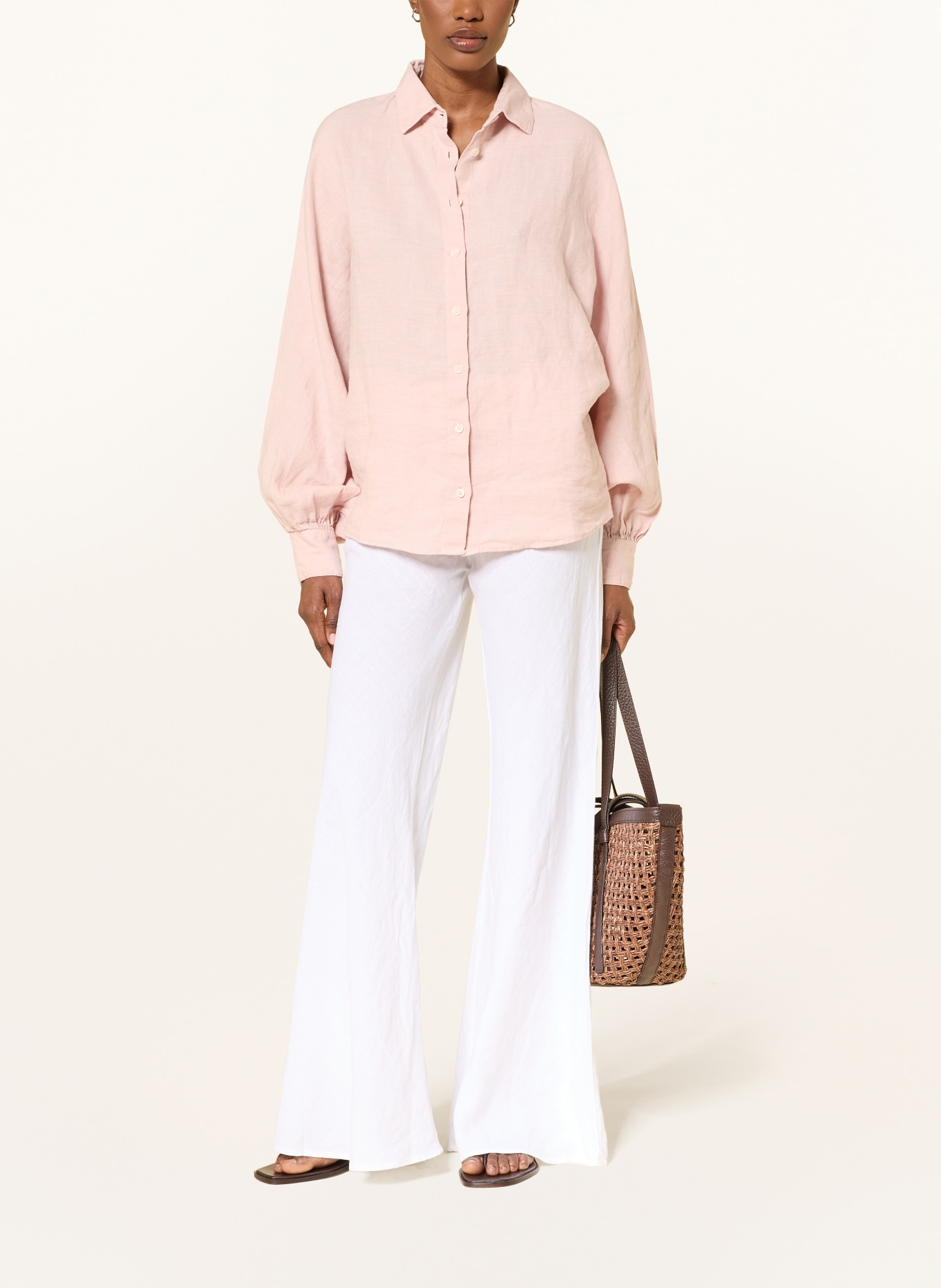 SoSUE Overhemdblouse ANTONIA SLIM van linnen: ROSÉ