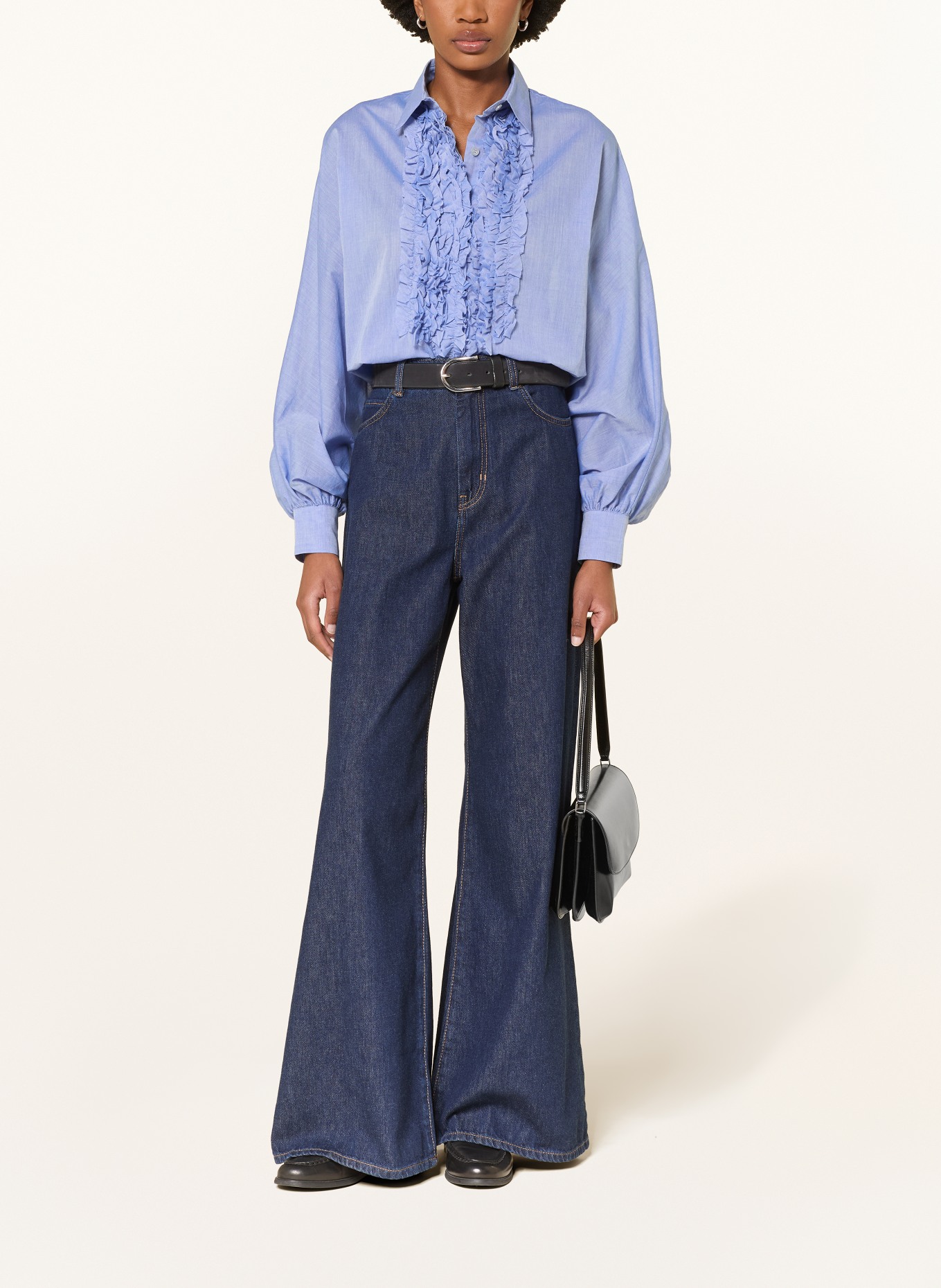 SoSUE Hemdbluse ANTONIA mit Rüschen: HELLBLAU