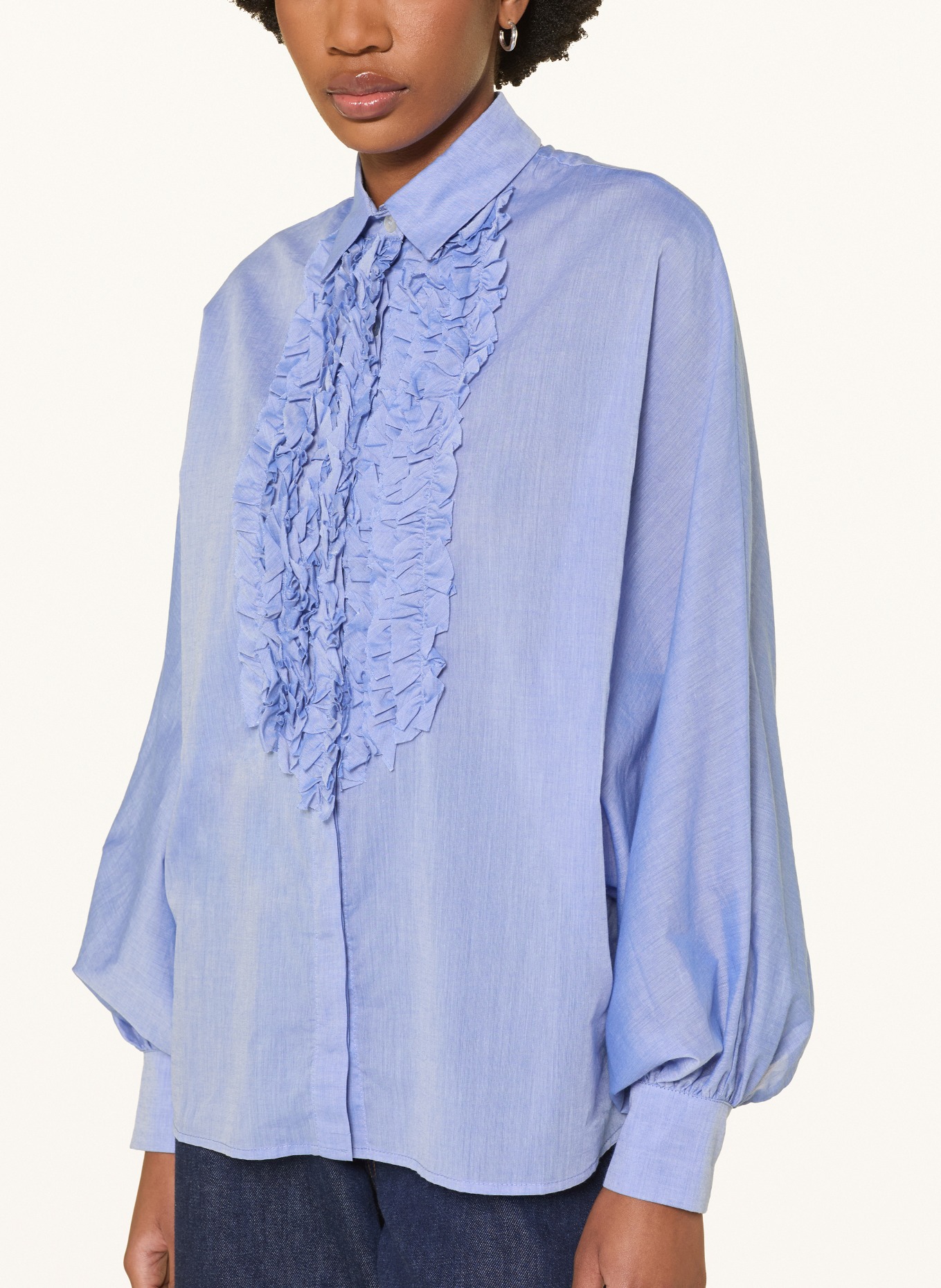 SoSUE Hemdbluse ANTONIA mit Rüschen: HELLBLAU
