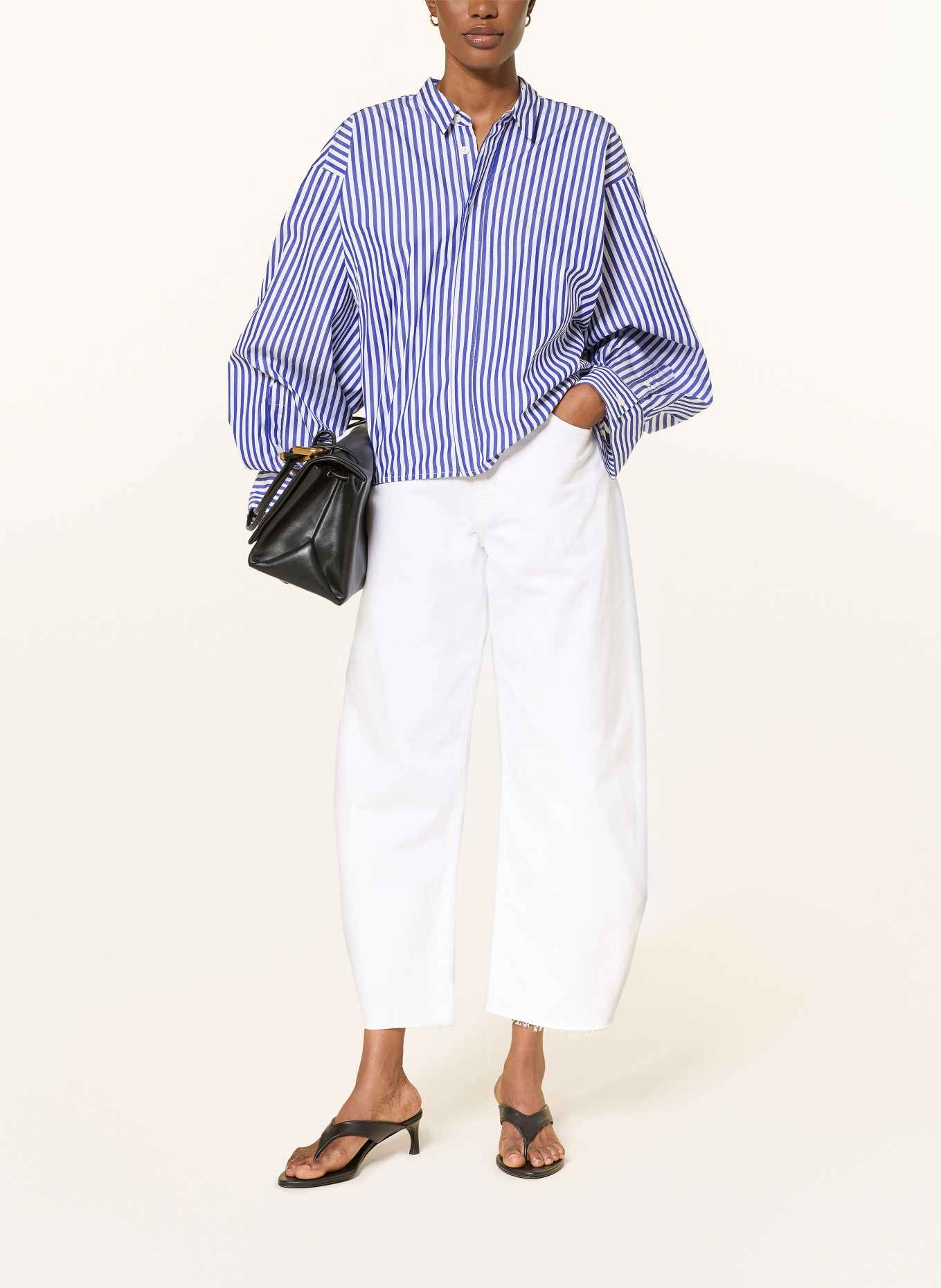 SoSUE overhemdblouse: WIT / DONKERBLAUW