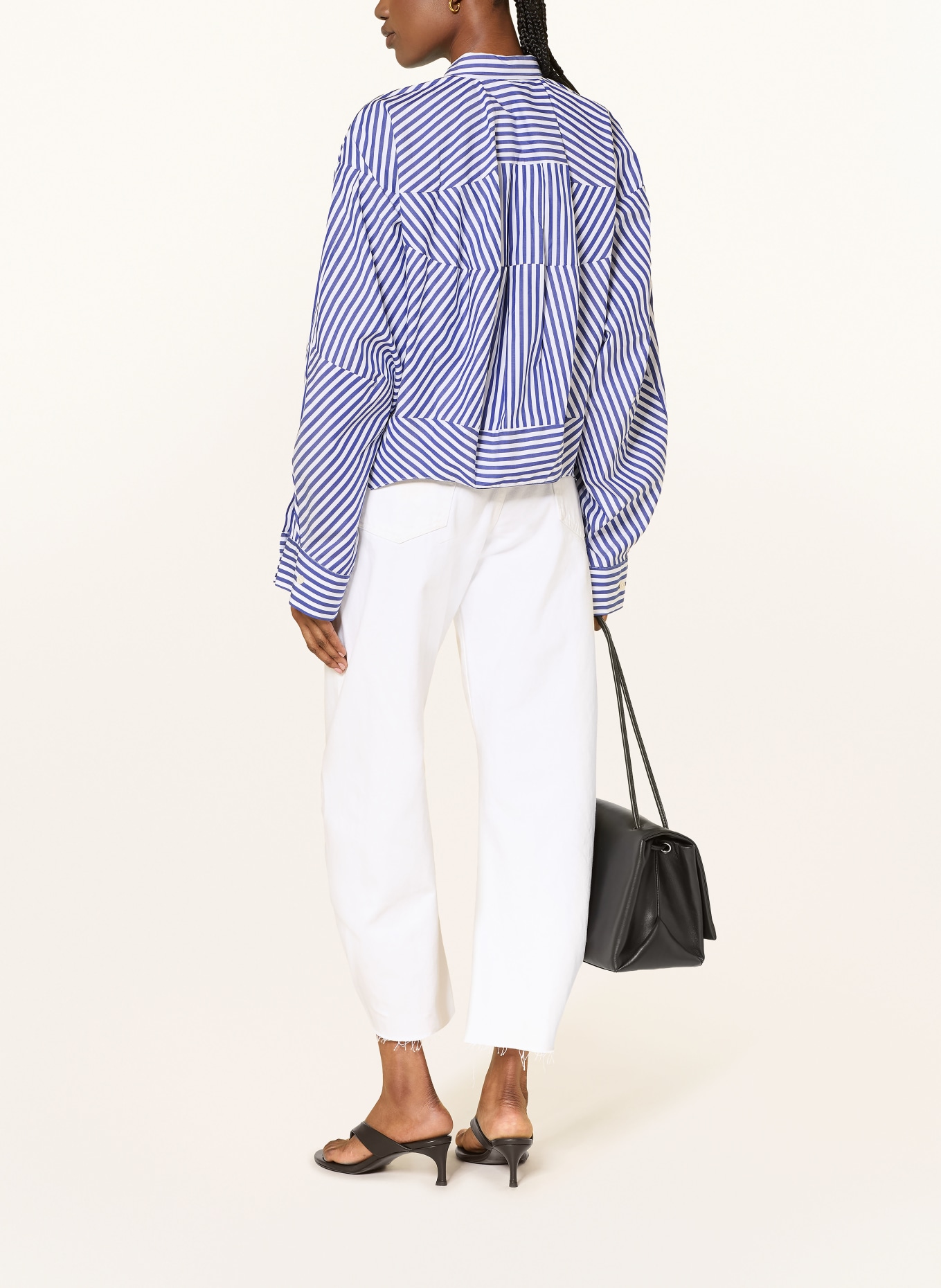 SoSUE overhemdblouse: WIT / DONKERBLAUW