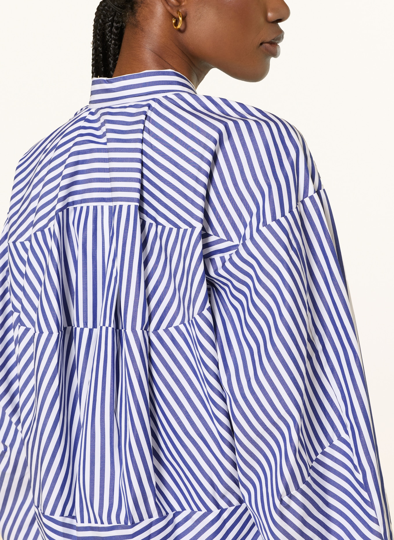 SoSUE overhemdblouse: WIT / DONKERBLAUW