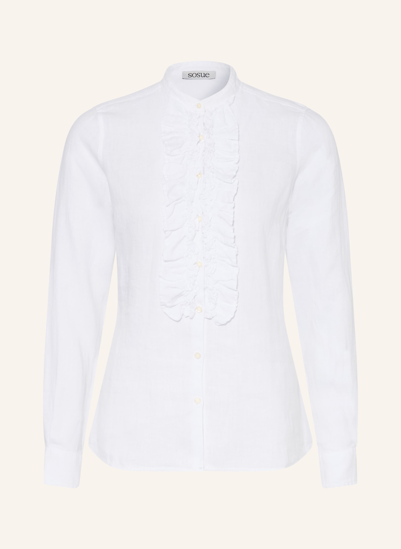 SoSUE Linnen blouse met ruches: WIT