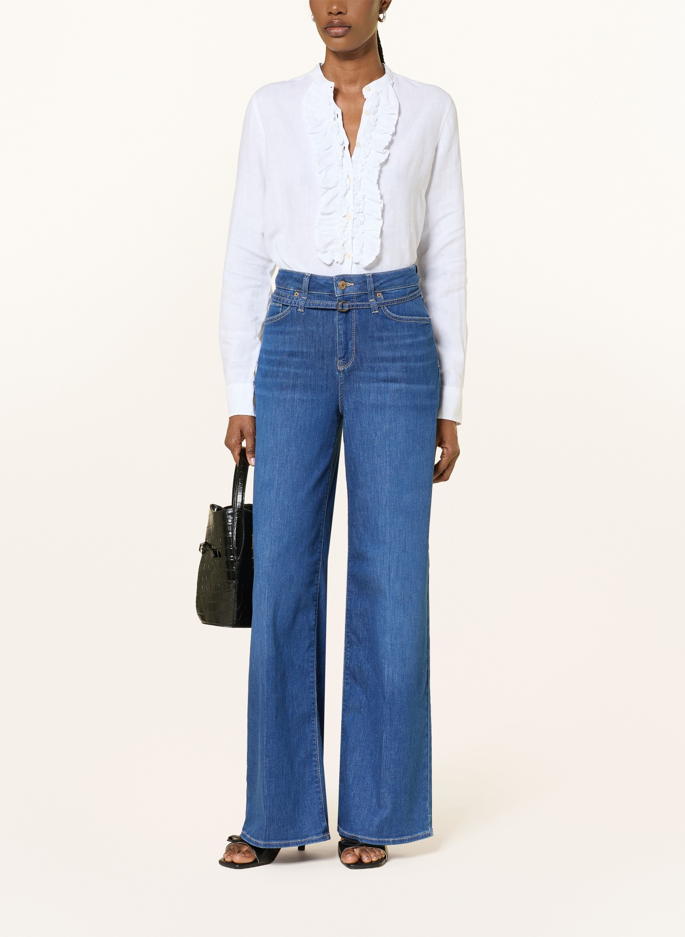 SoSUE Linnen blouse met ruches: WIT