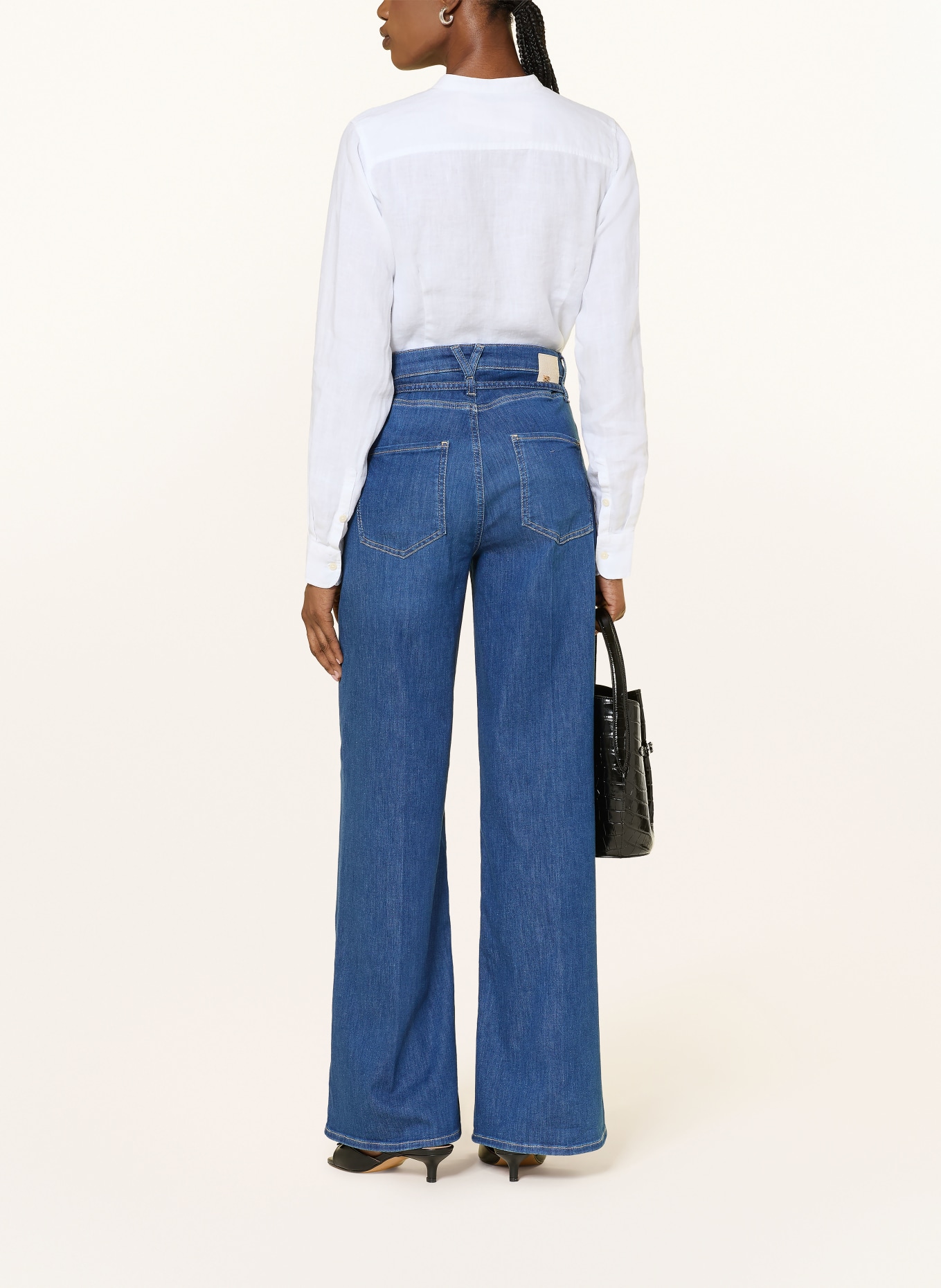 SoSUE Linnen blouse met ruches: WIT