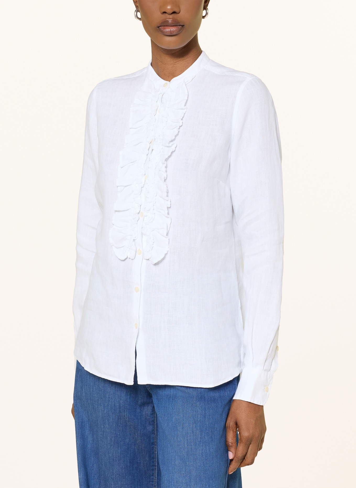 SoSUE Linnen blouse met ruches: WIT