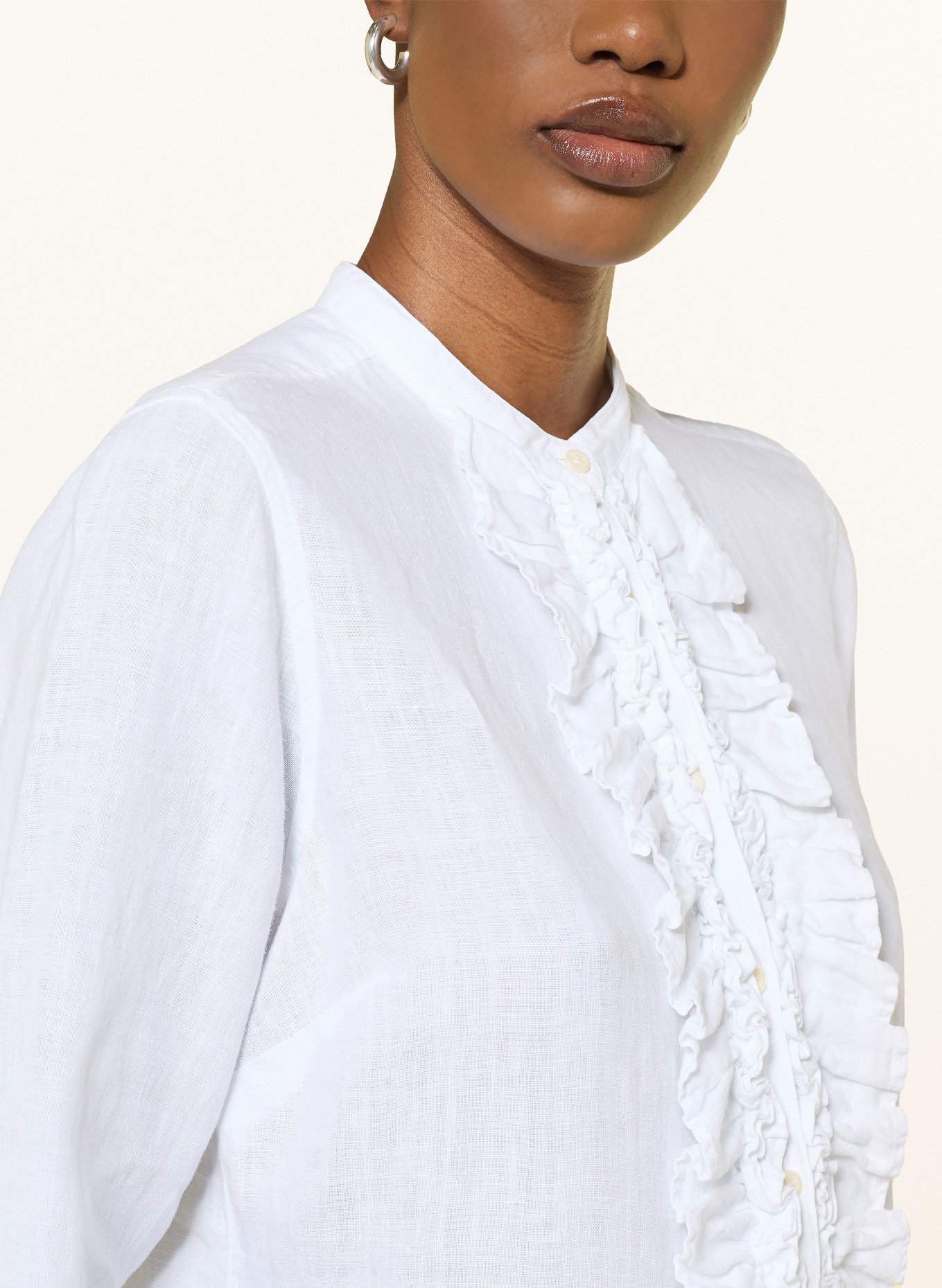 SoSUE Linnen blouse met ruches: WIT