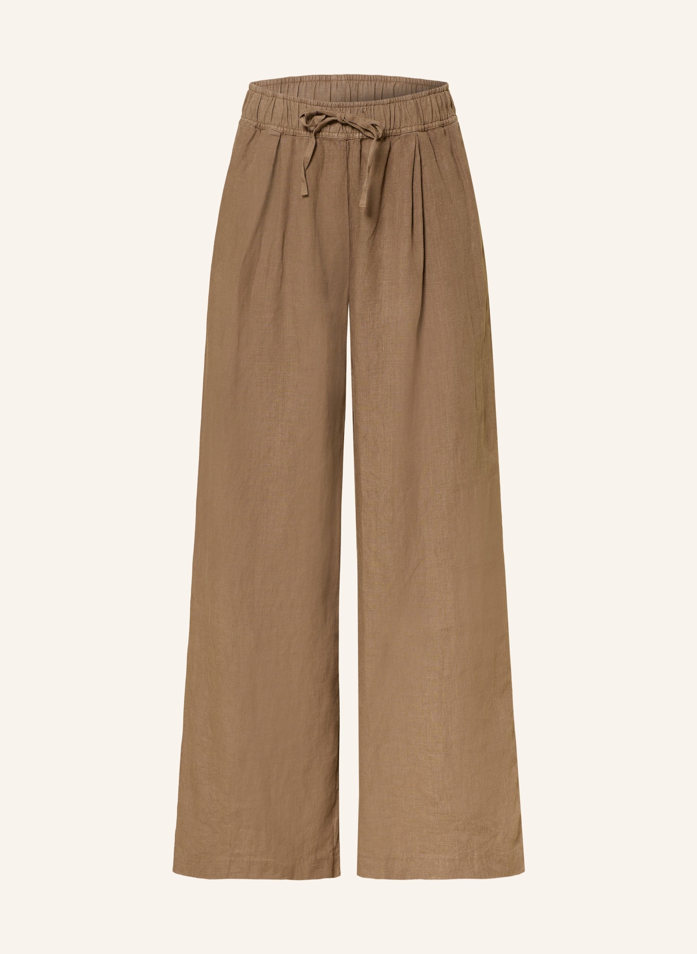 SoSUE JOSY linen wide-leg pants: LIGHT BROWN