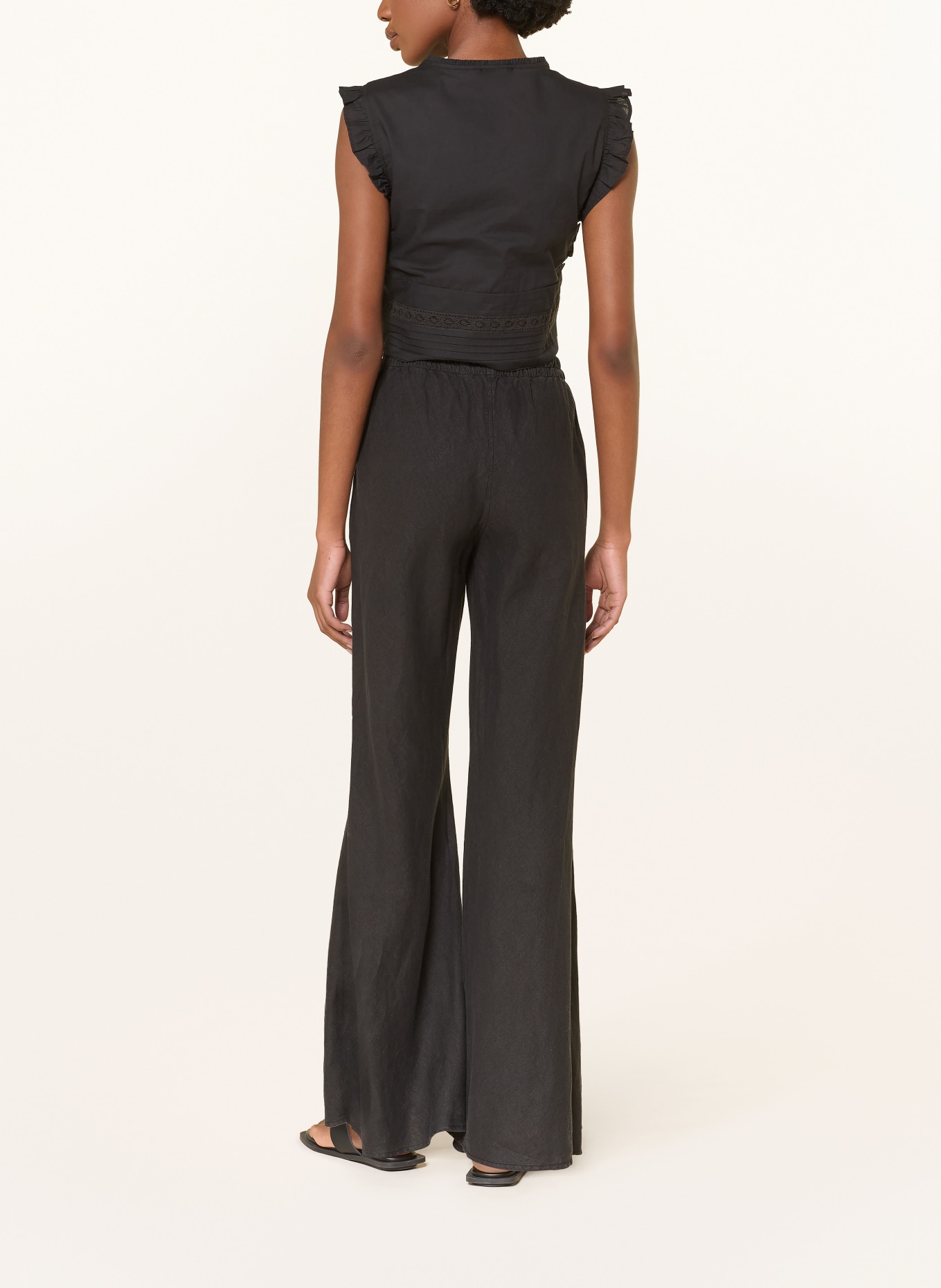 SoSUE JOANNA Bootcut Linen Pants: BLACK