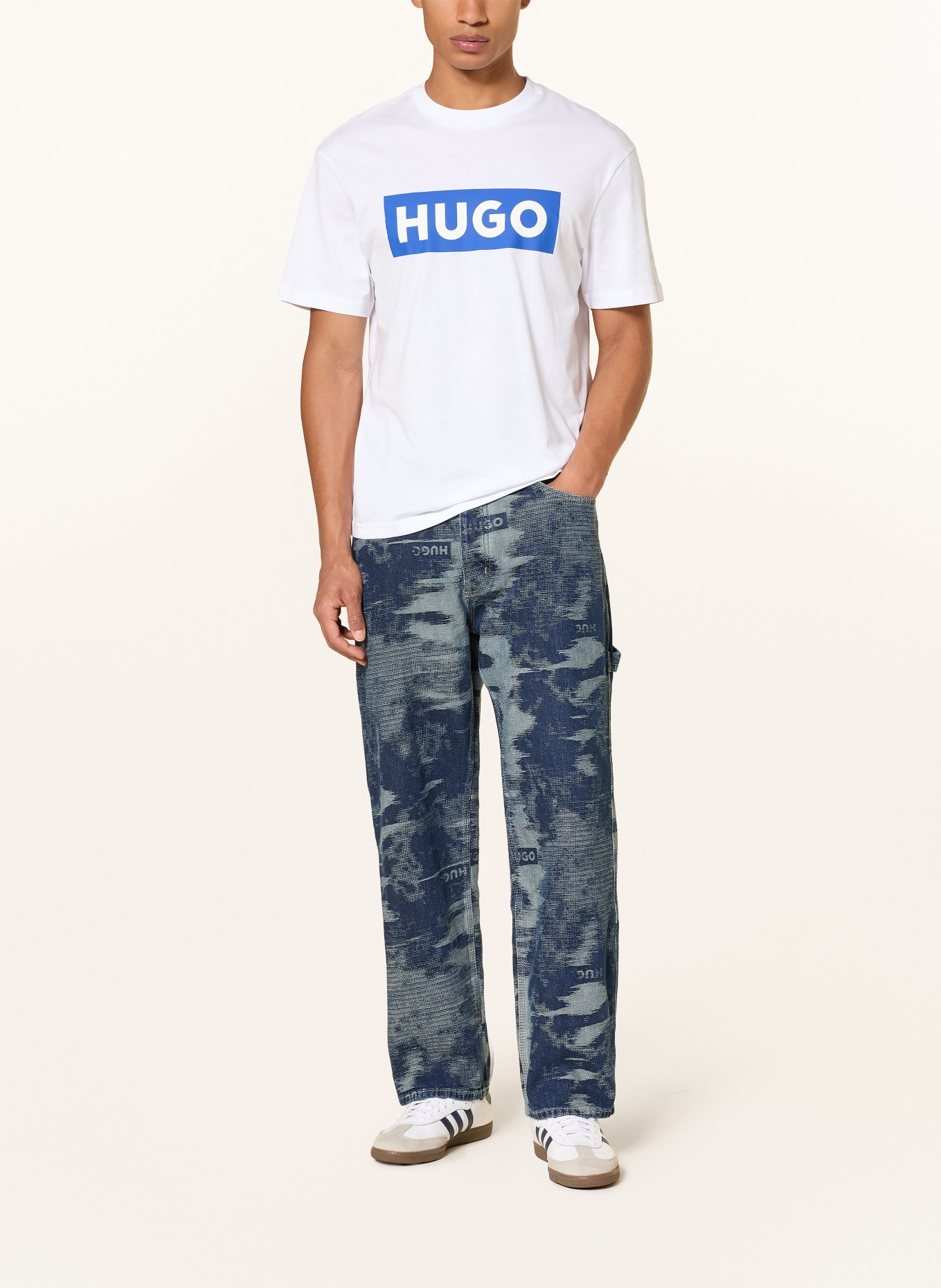 HUGO NICO T-shirt: WHITE / BLUE