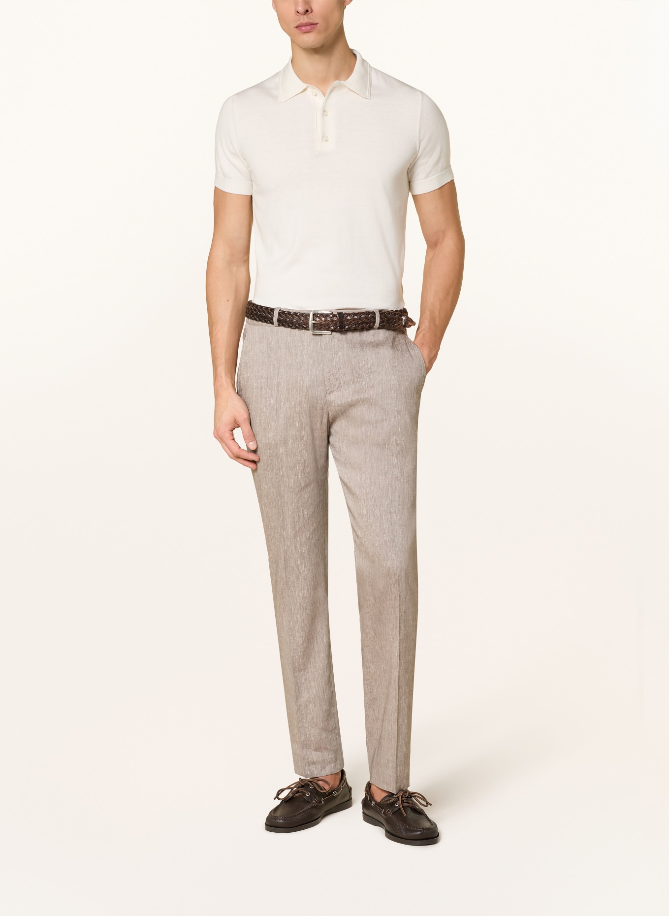 PAUL Regular fit suit pants with linen: 250 dk beige