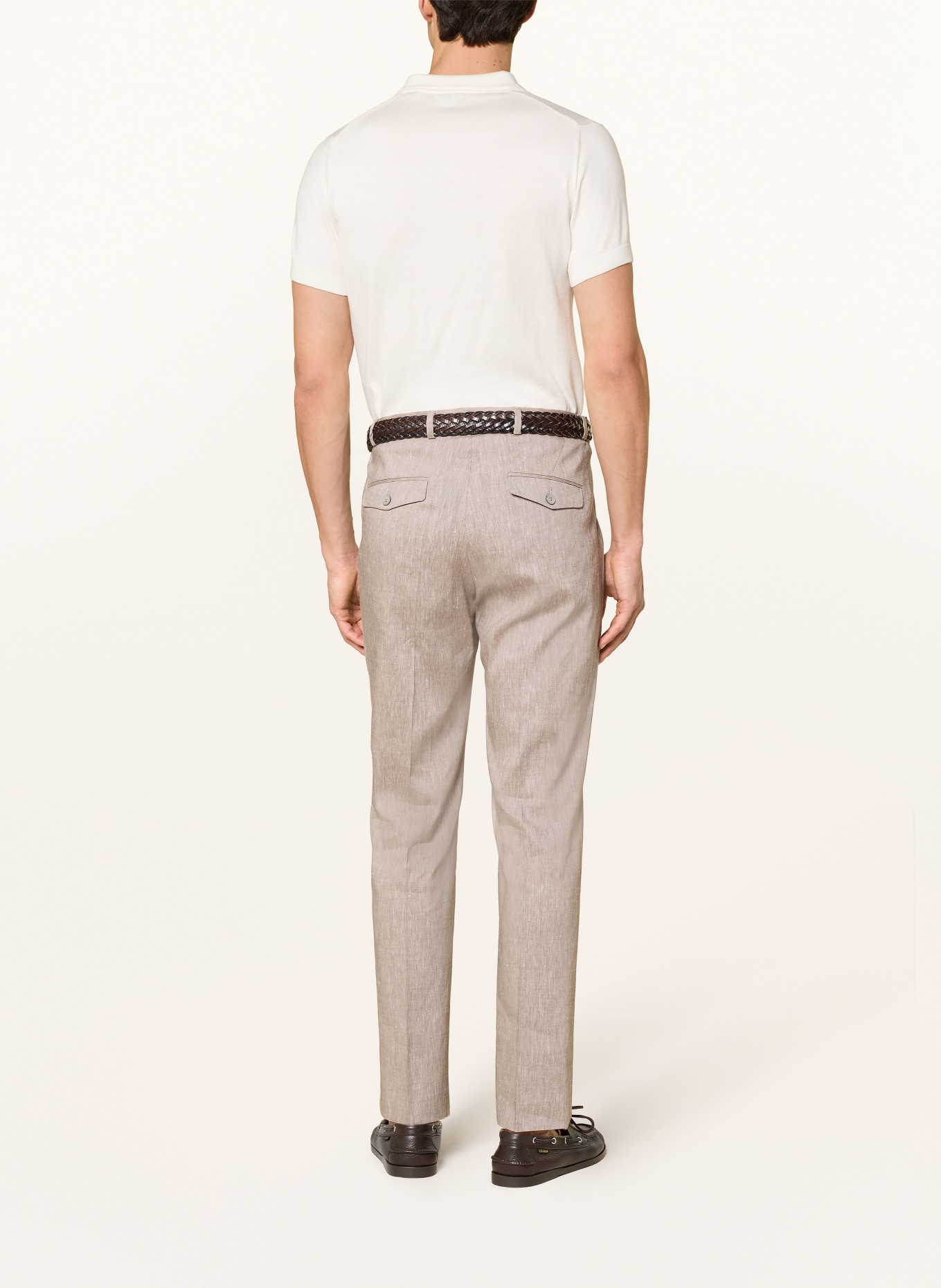 PAUL Regular fit suit pants with linen: 250 dk beige