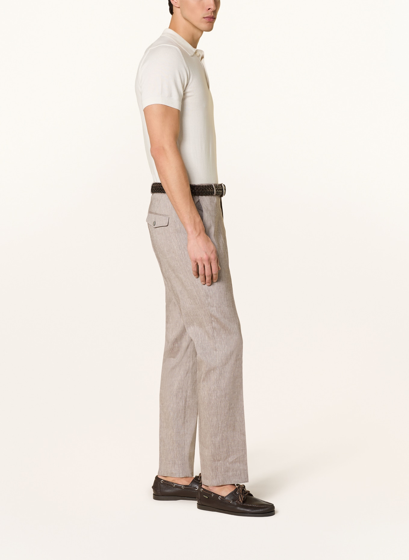 PAUL Regular fit suit pants with linen: 250 dk beige