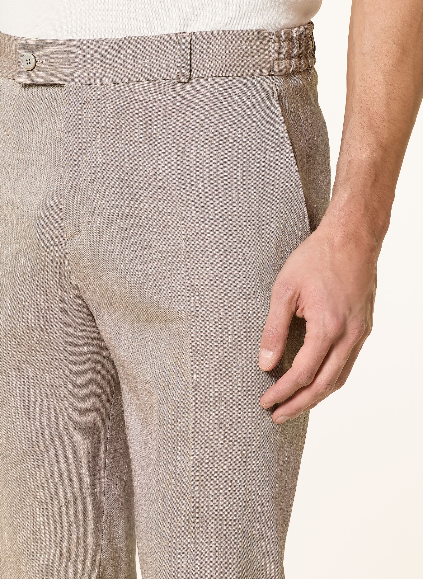 PAUL Regular fit suit pants with linen: 250 dk beige