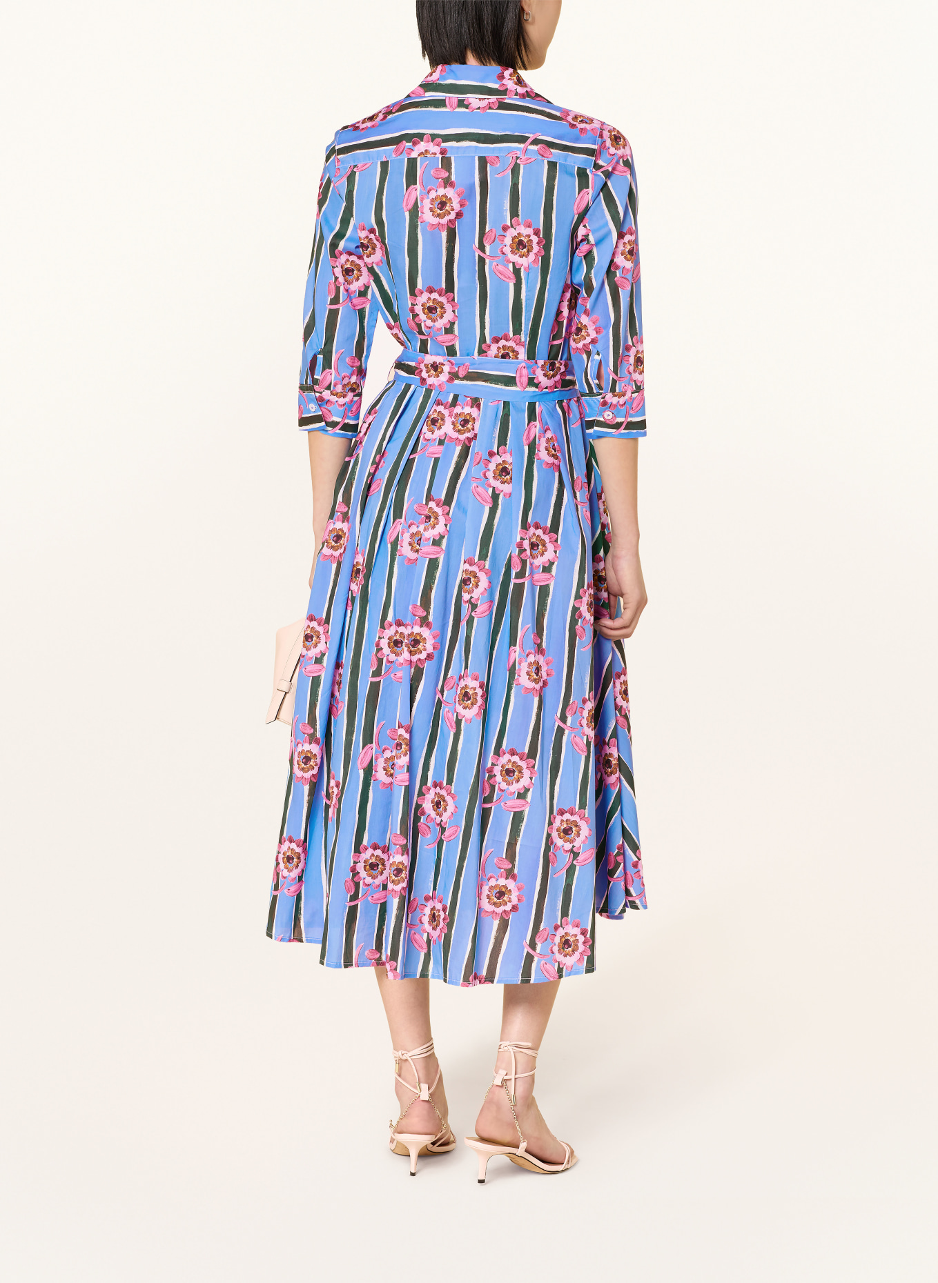 rossana diva Hemdblusenkleid mit 3/4-Arm: BLAU / ROSA / DUNKELGRÜN